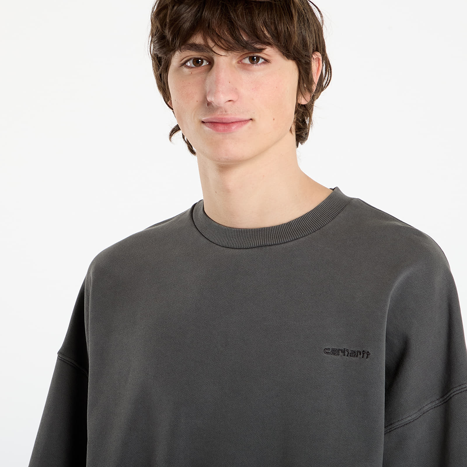 Мъжки суичъри Carhartt WIP Benton Sweat UNISEX Graphite Garment Dyed