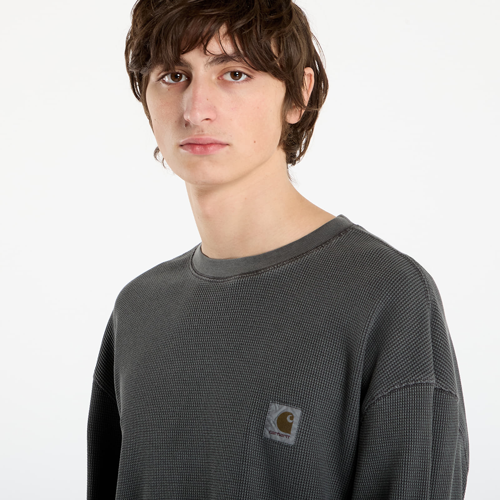 T-Shirts Männer Carhartt WIP L/S Vista Waffle T-Shirt UNISEX Black Garment Dyed