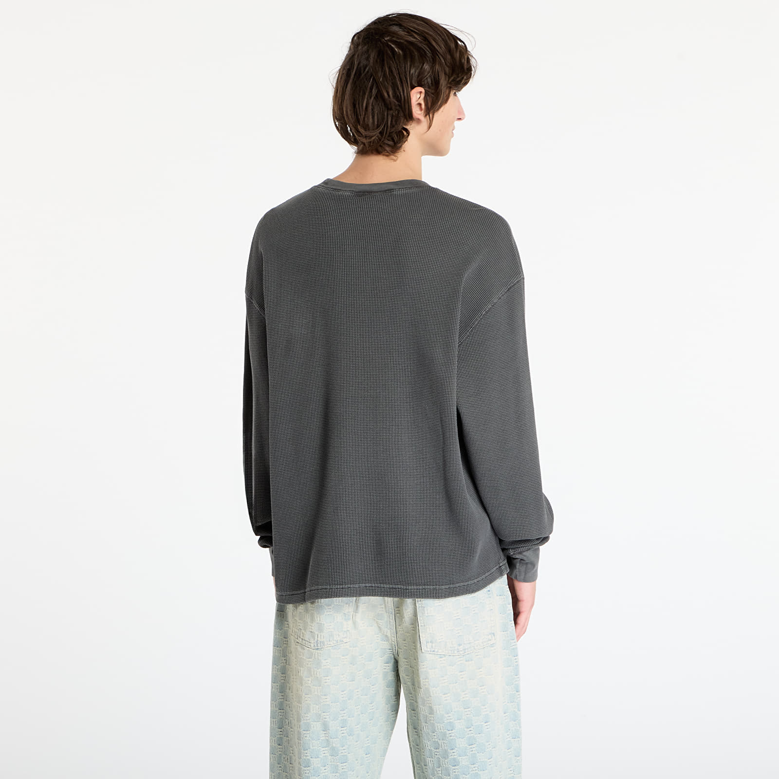 T-Shirts Männer Carhartt WIP L/S Vista Waffle T-Shirt UNISEX Black Garment Dyed