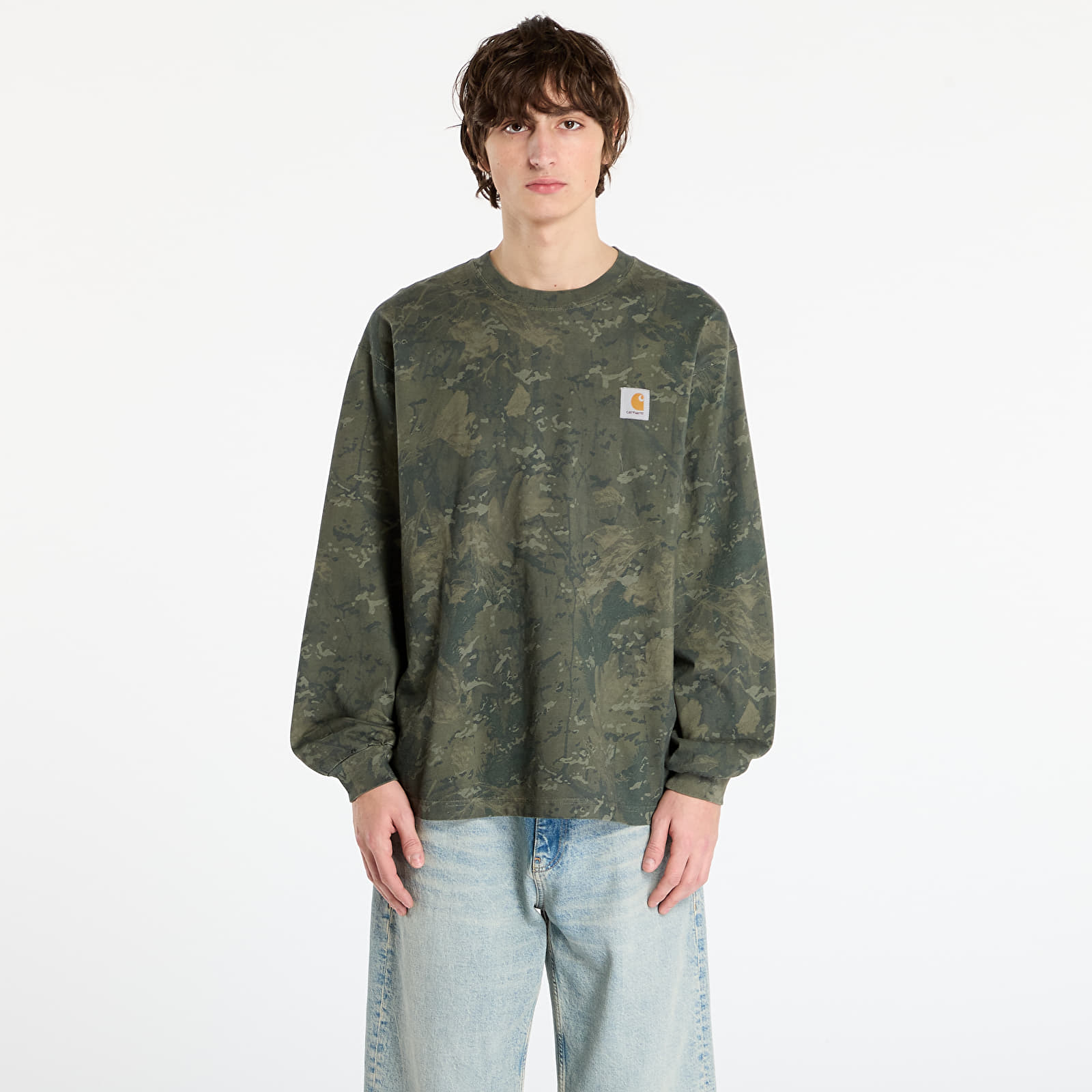 Мъжки тениски Carhartt WIP L/S Camo Combi T-Shirt Camo Combi/ Green/ Olive Garment Dyed