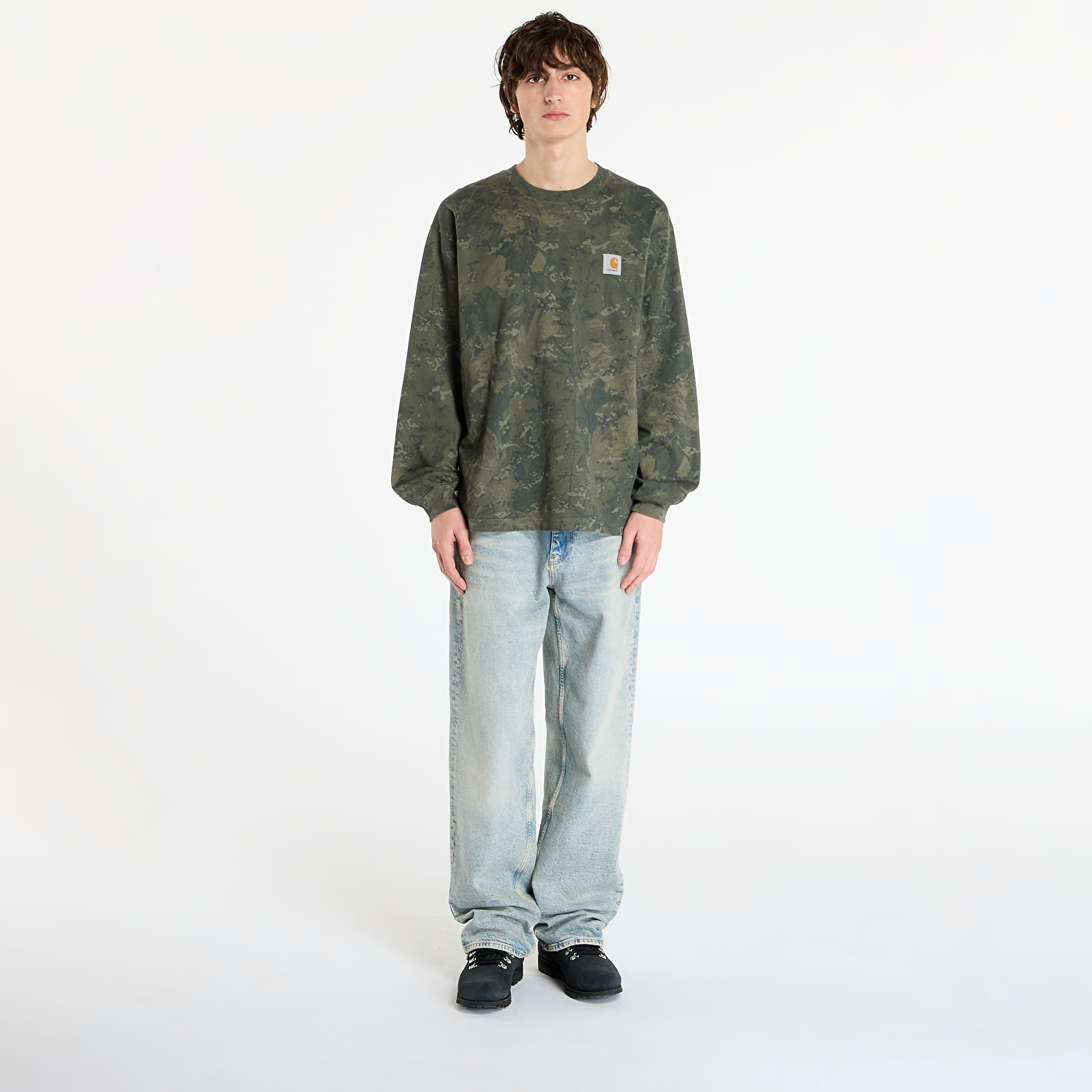 Мъжки тениски Carhartt WIP L/S Camo Combi T-Shirt Camo Combi/ Green/ Olive Garment Dyed