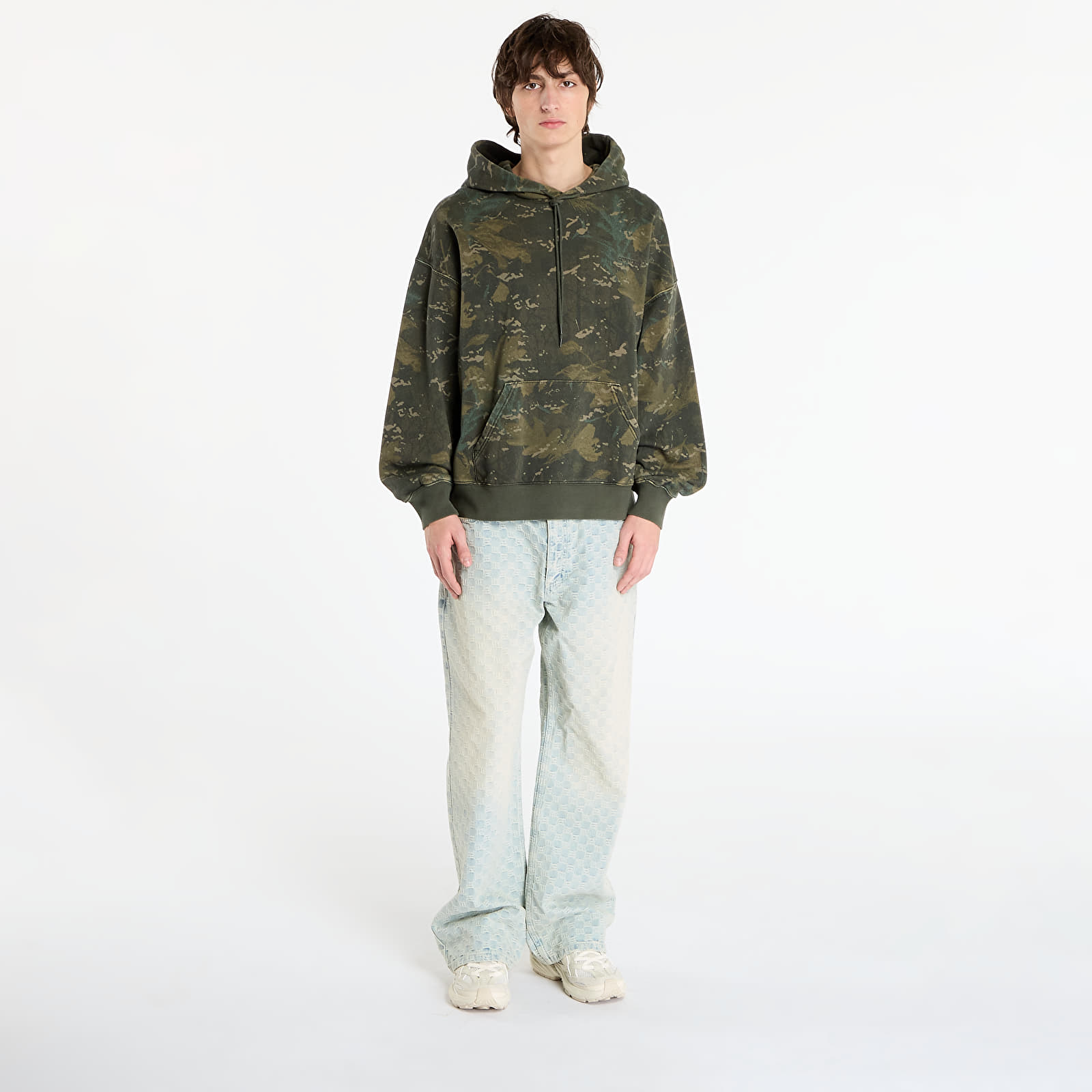 Мъжки суичъри Carhartt WIP Hooded Benton Sweat Camo Combi/ Green Garment Dyed