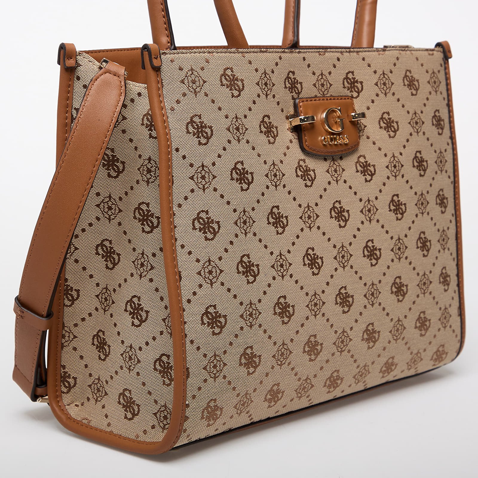 Genți de mână GUESS Neda 2 Comp Tote Latte Logo