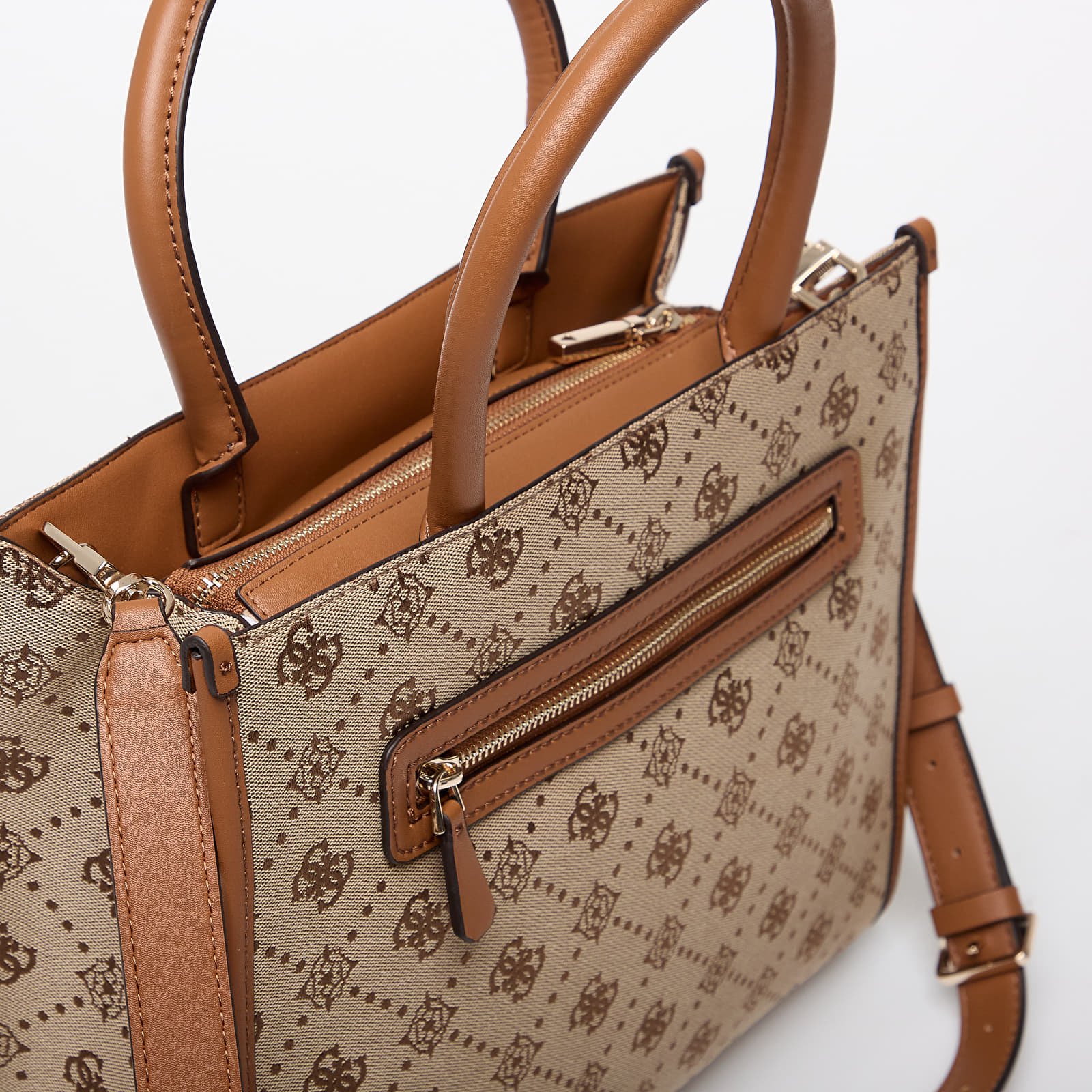 Genți de mână GUESS Neda 2 Comp Tote Latte Logo