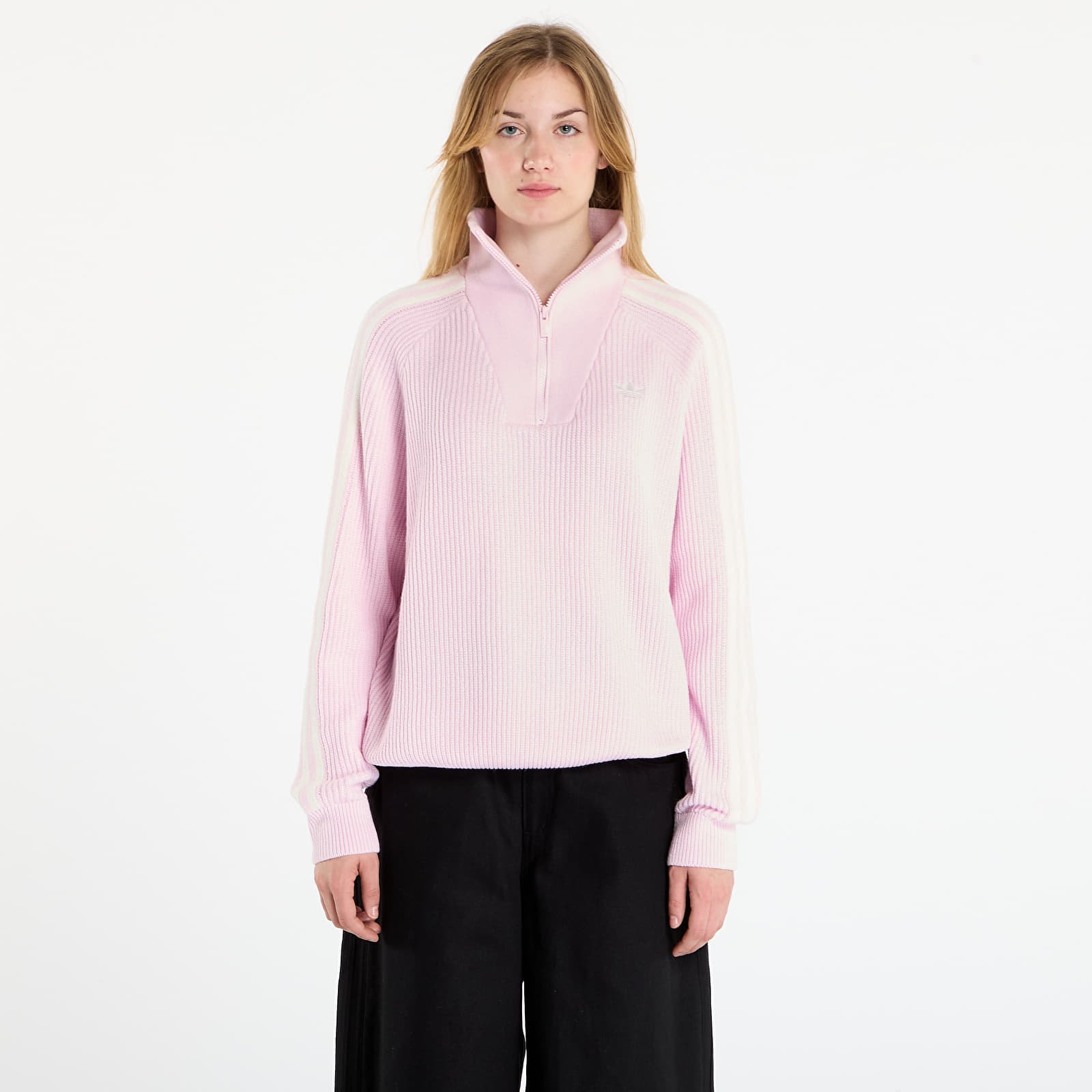 Naisten collegepaidat adidas Funnel Neck Clear Pink/ Off White