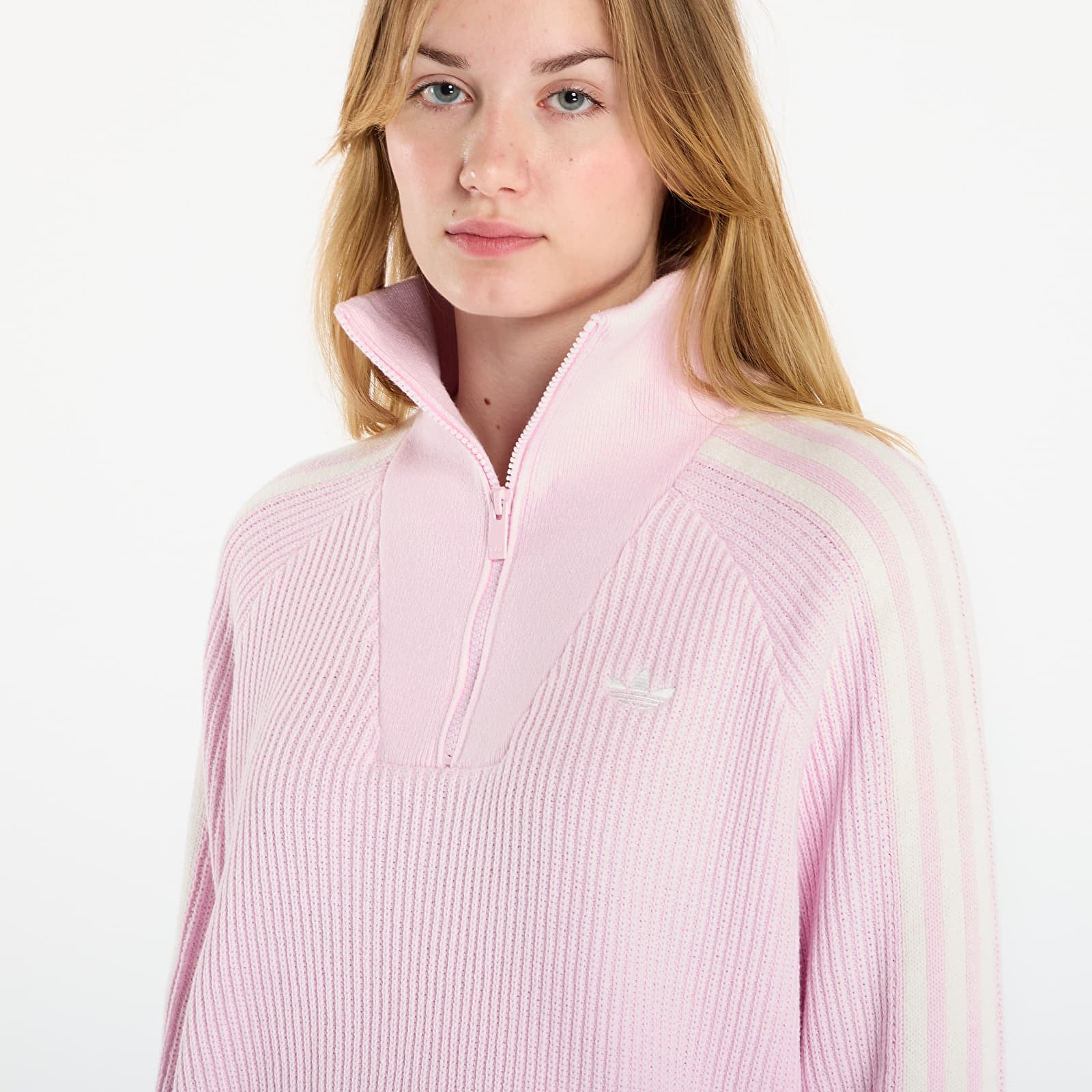 Naisten collegepaidat adidas Funnel Neck Clear Pink/ Off White