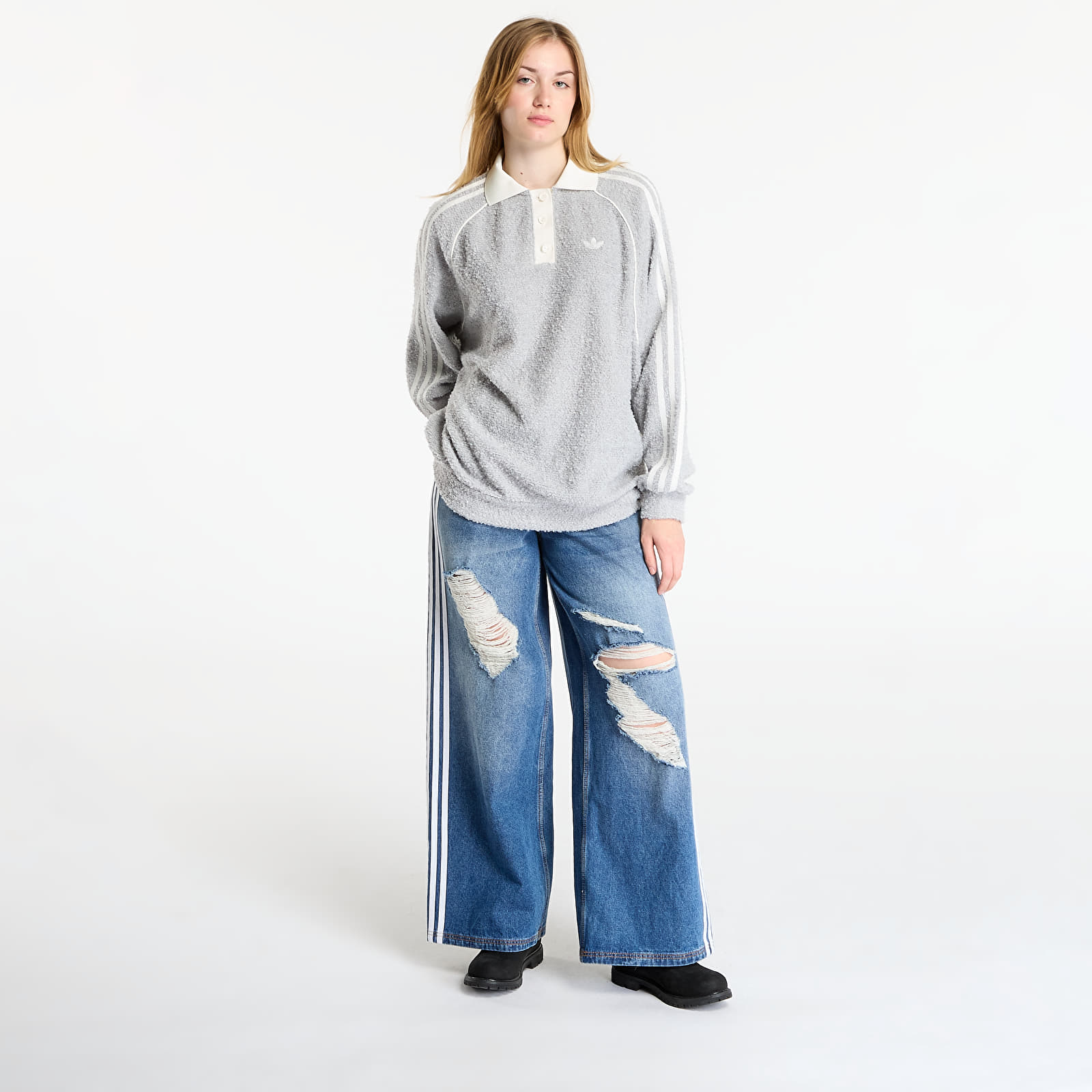 Ženske dukserice adidas Ovzd Polo Crew Grey Two