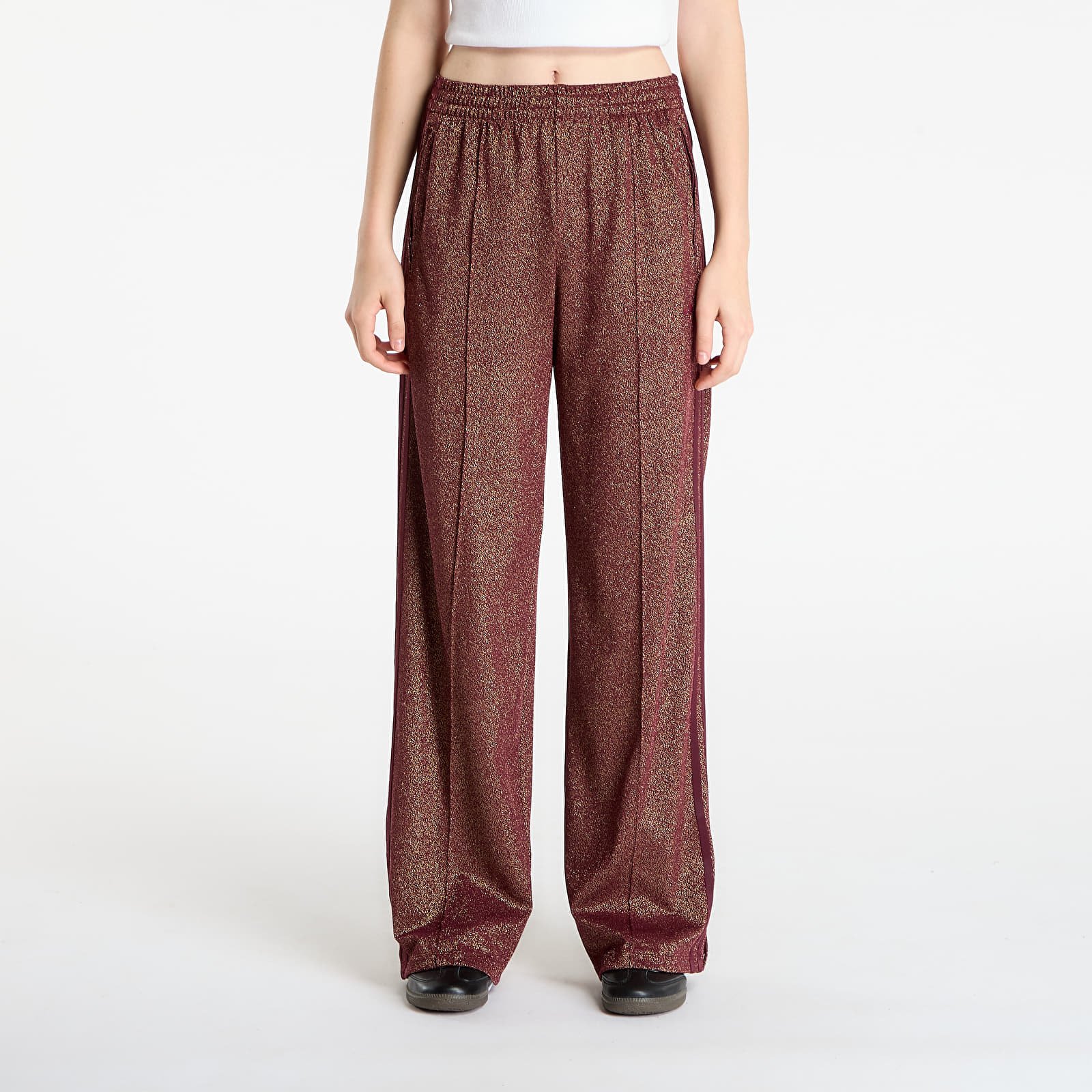 Dámské tepláky adidas Lurex Fb Track Pants Maroon/ Gold Metallic