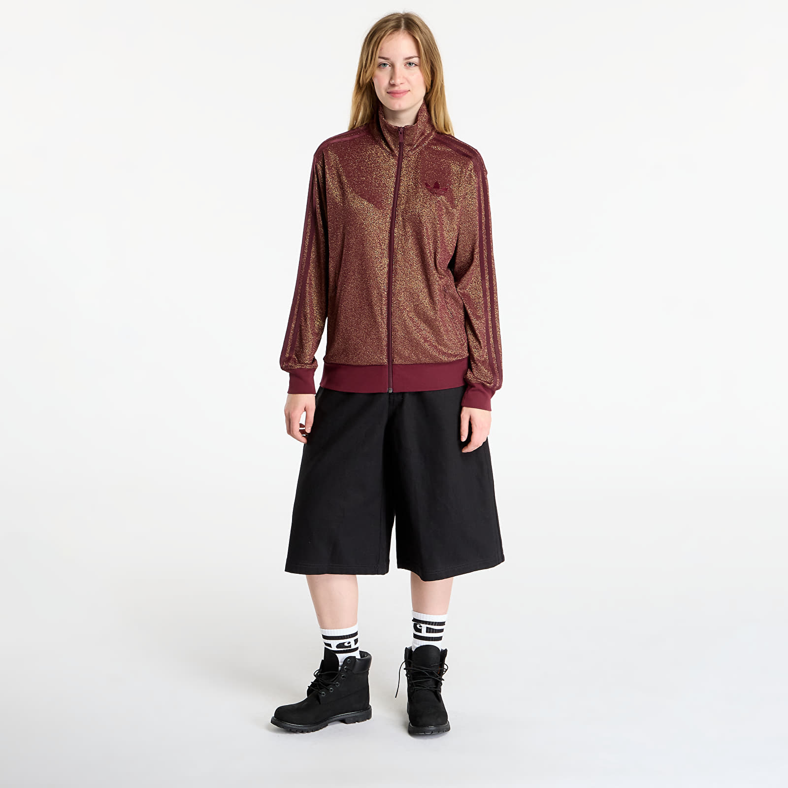 Women's Sweatshirts adidas Lurex Fb Tt Maroon/ Gold Metallic