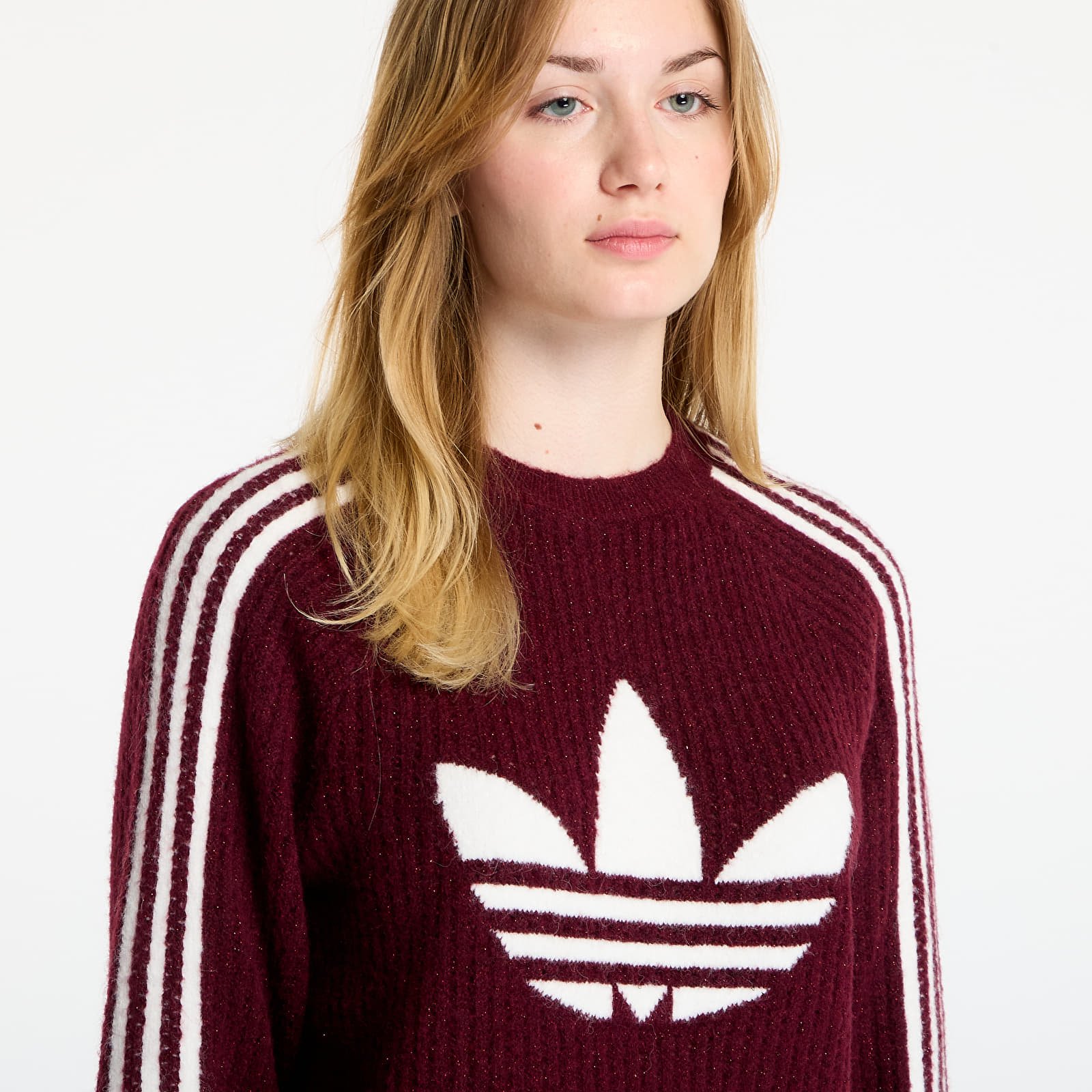Women's Sweaters adidas Lurex Knit Crew Maroon