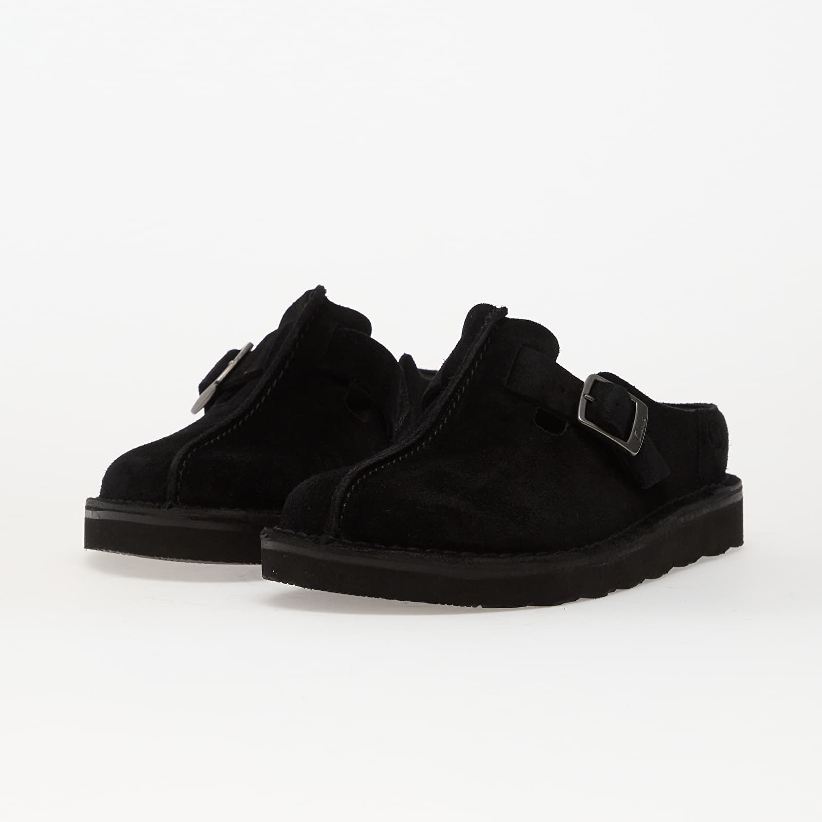 Încălțăminte și sneakerși pentru bărbați Clarks Solsbury Mule Black Suede