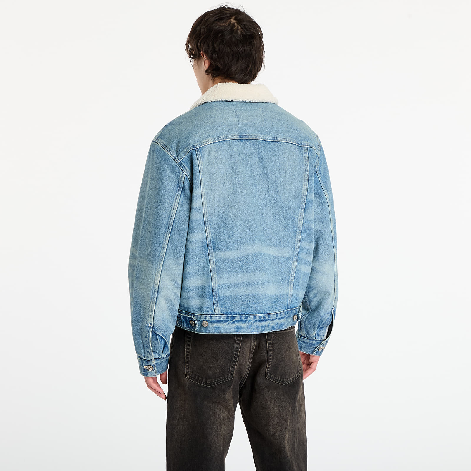 Jachete pentru bărbați Calvin Klein Jeans 90S Sherpa Trucker Jacket Blue