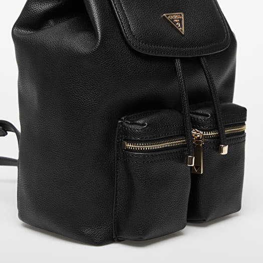 Vintage Guess USA Backpack Flap Bag Pockets Black Vintage Guess USA Leather Black Backpack Buckle Drawstring  main image 2