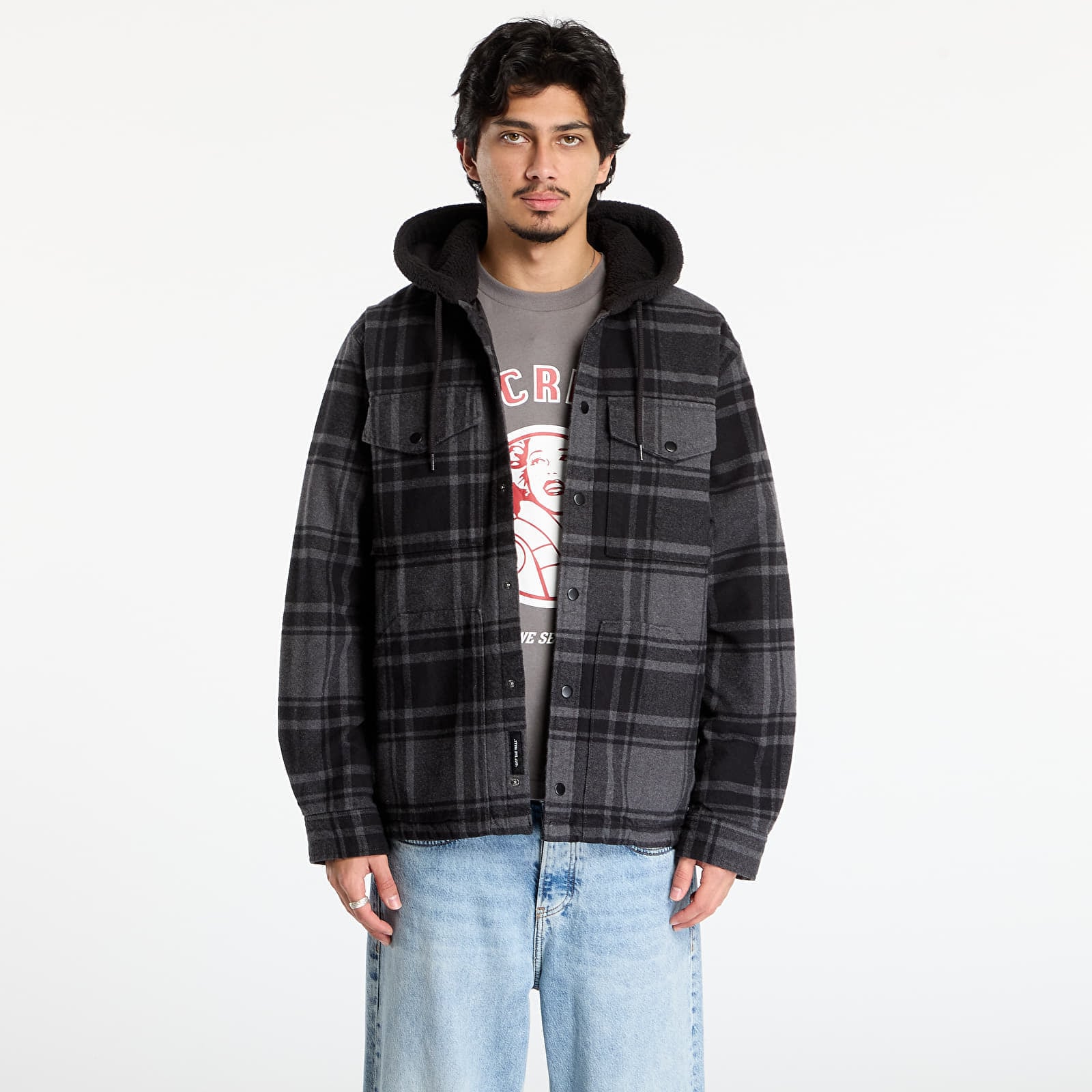 Jacheta Vans Piedmont Hooded Plaid S Black/ Asphalt XL