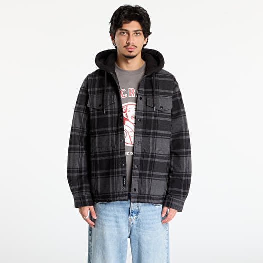 Hemd Vans Piedmont Hooded Plaid S Black/ Asphalt