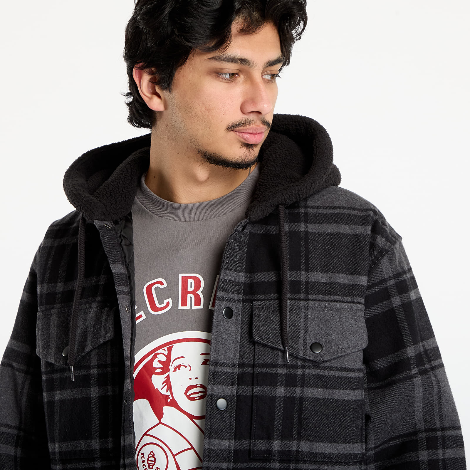 Чоловічі сорочки Vans Piedmont Hooded Plaid S Black/ Asphalt