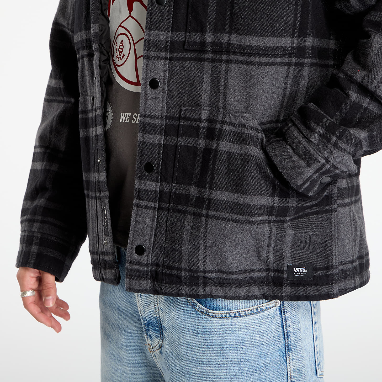 Чоловічі сорочки Vans Piedmont Hooded Plaid S Black/ Asphalt