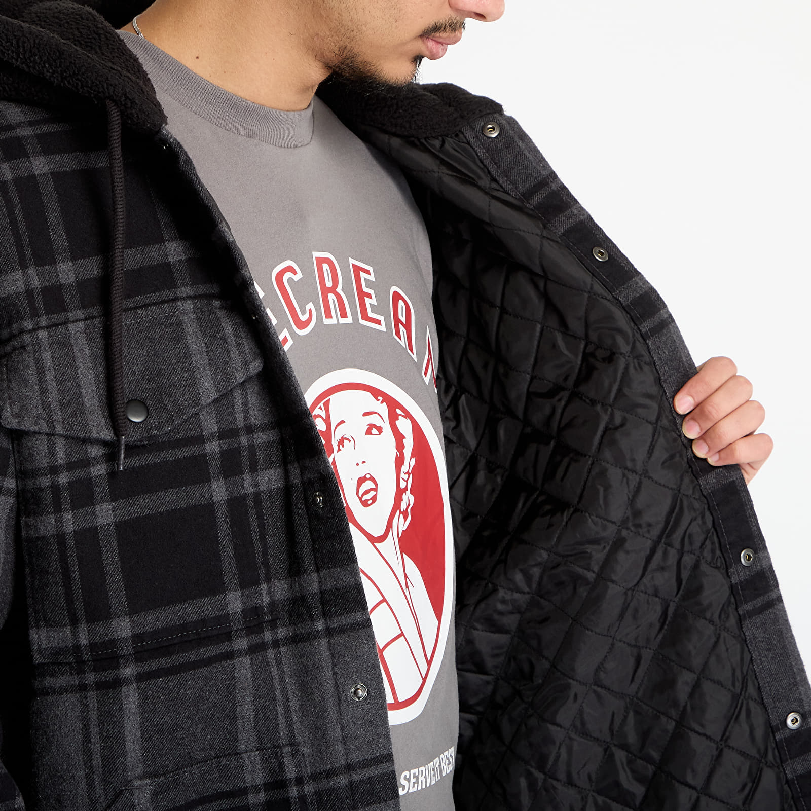 Чоловічі сорочки Vans Piedmont Hooded Plaid S Black/ Asphalt