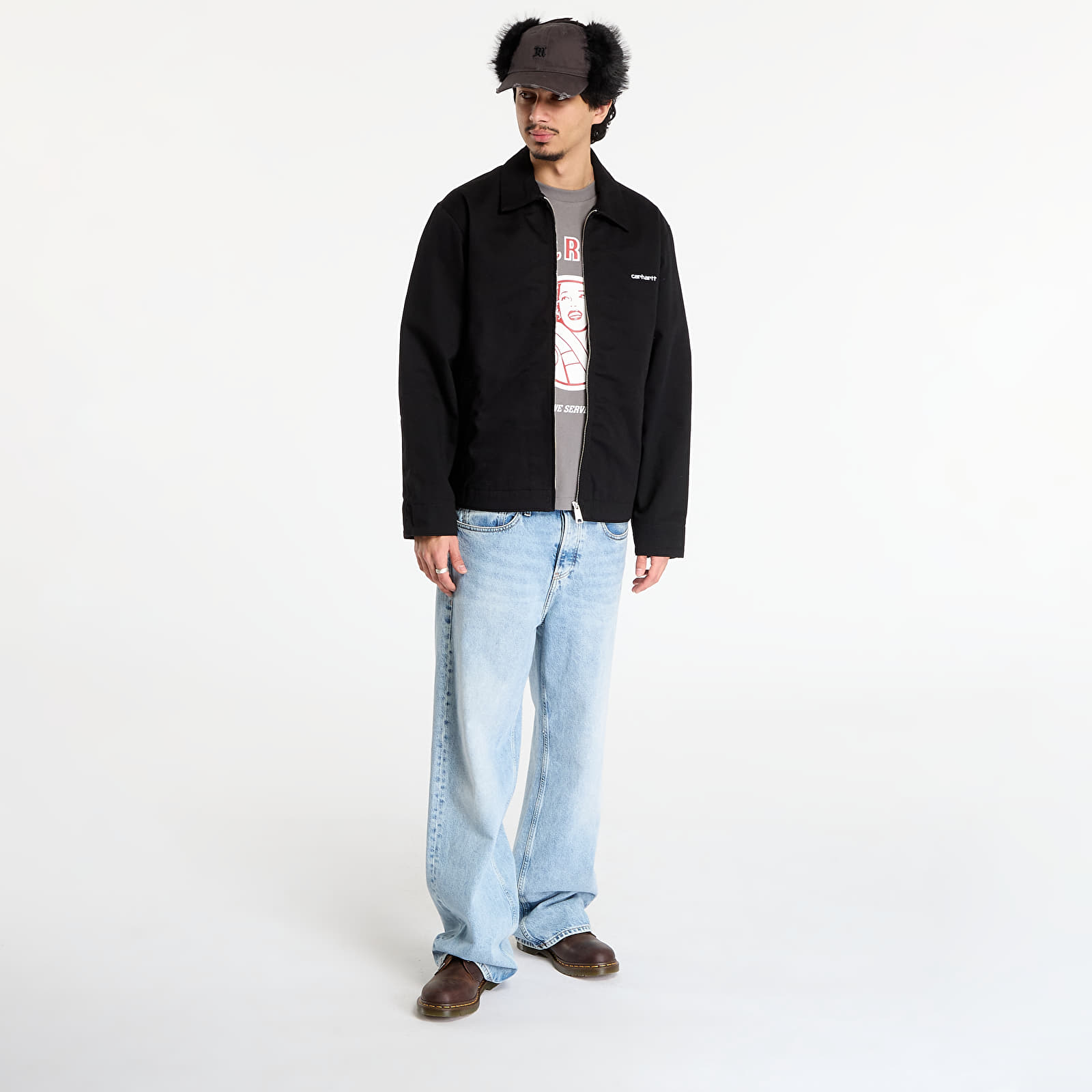 Kurtki męskie Carhartt WIP Module Script Jacket UNISEX Black/ White Rigid