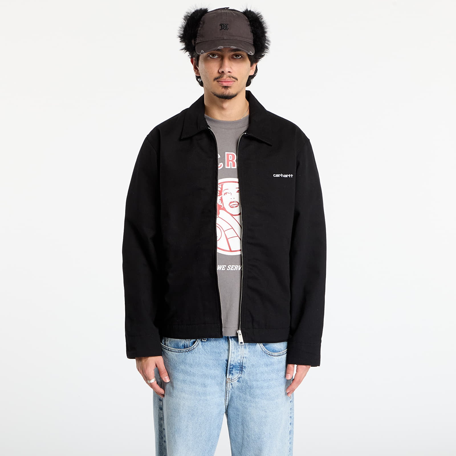 Kurtki męskie Carhartt WIP Module Script Jacket UNISEX Black/ White Rigid