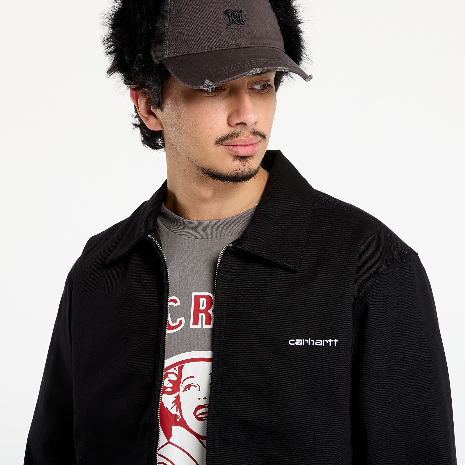 Kurtki męskie Carhartt WIP Module Script Jacket UNISEX Black/ White Rigid