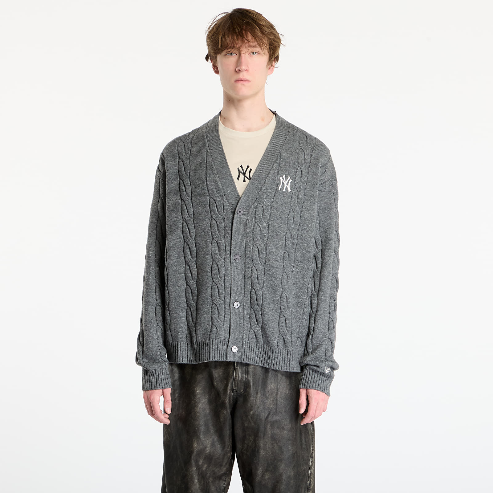 Muške majice New Era MLB Knit Cardigan New York Yankees UNISEX Graphite/dark Graphite