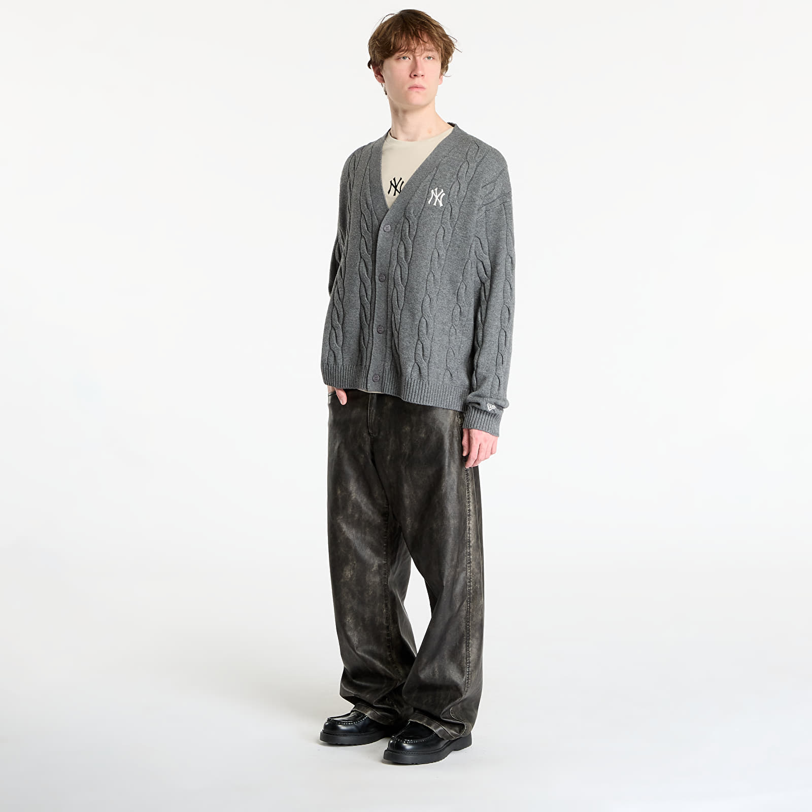 Muške majice New Era MLB Knit Cardigan New York Yankees UNISEX Graphite/dark Graphite