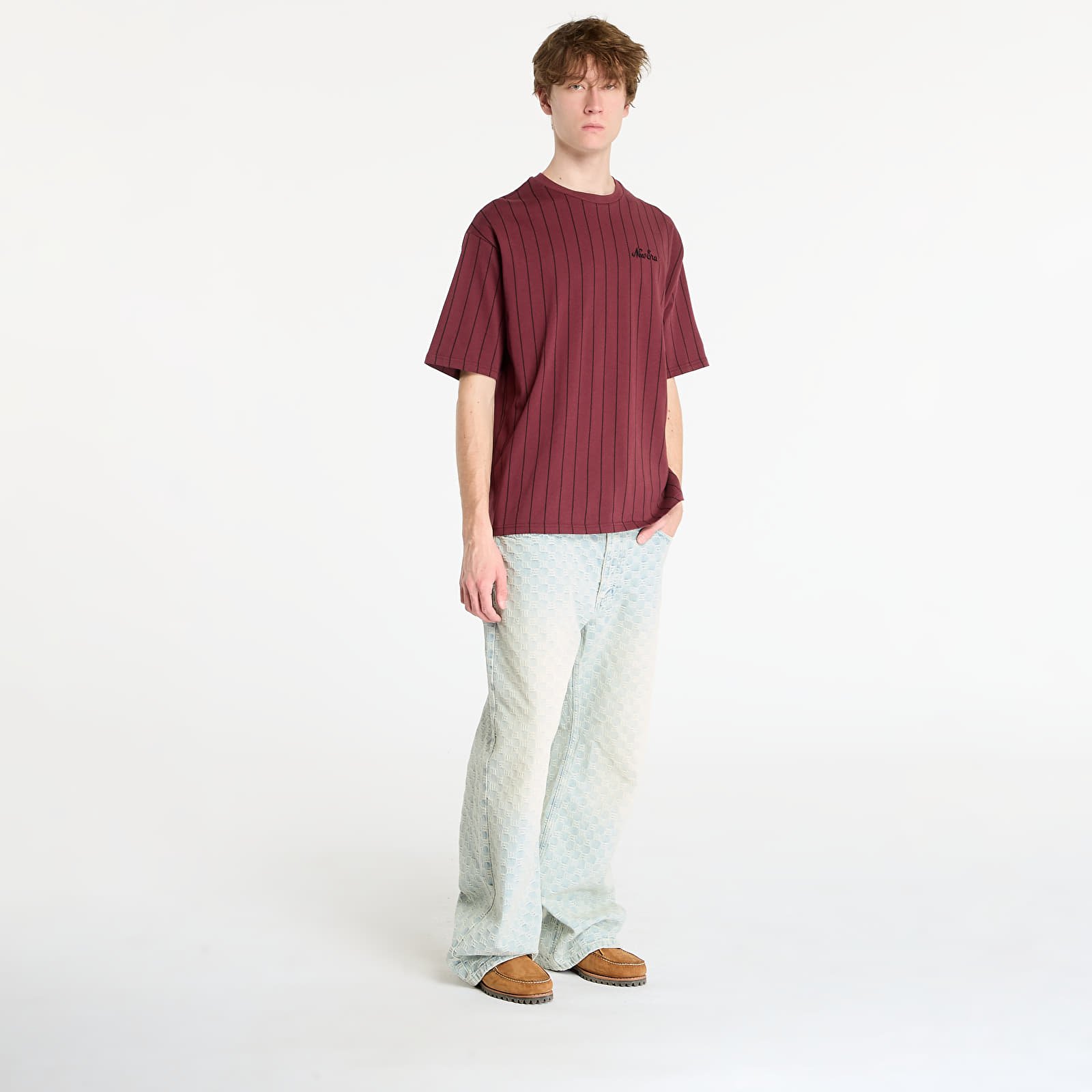 Pánská trička New Era Pinstripe Os Tee UNISEX Frosted Burgundy
