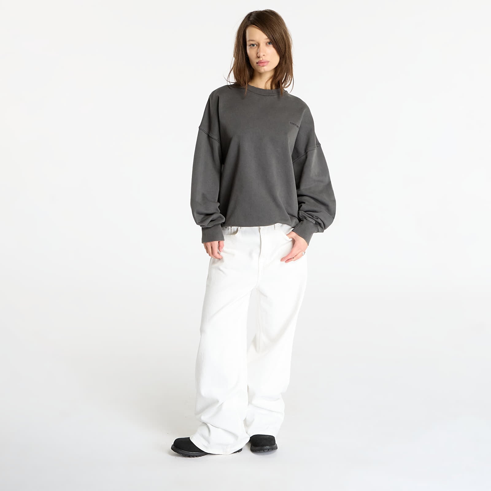 Miesten collegepaidat Carhartt WIP Benton Sweat UNISEX Graphite Garment Dyed