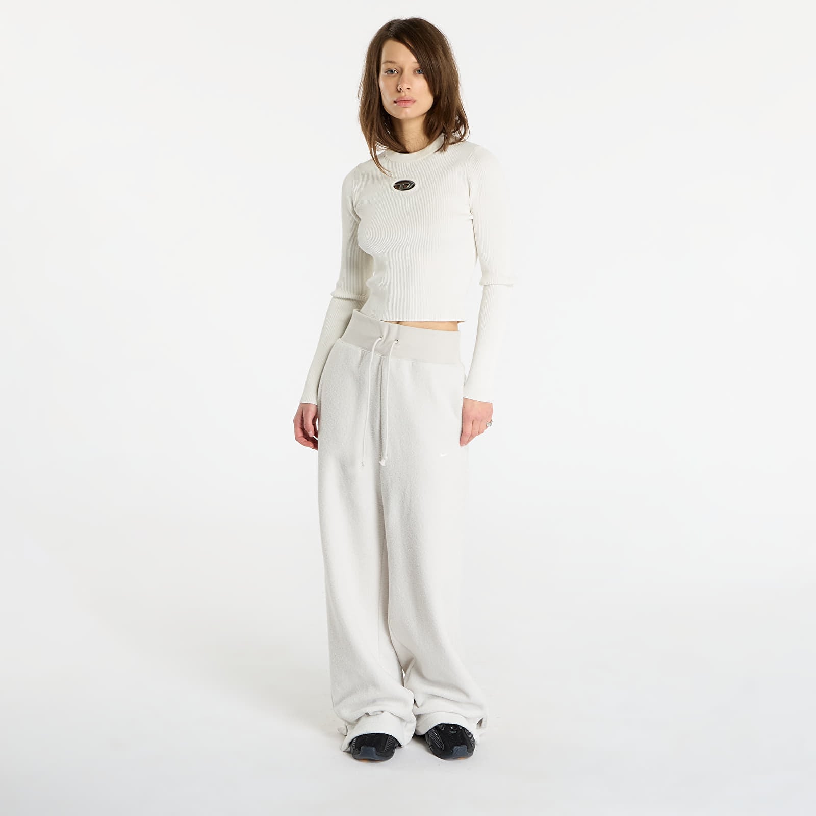 Bikses Nike Sportswear Phoenix Plush Women's High-Waisted Wide-Leg Cozy Fleece Pants Light Bone/ Sail
