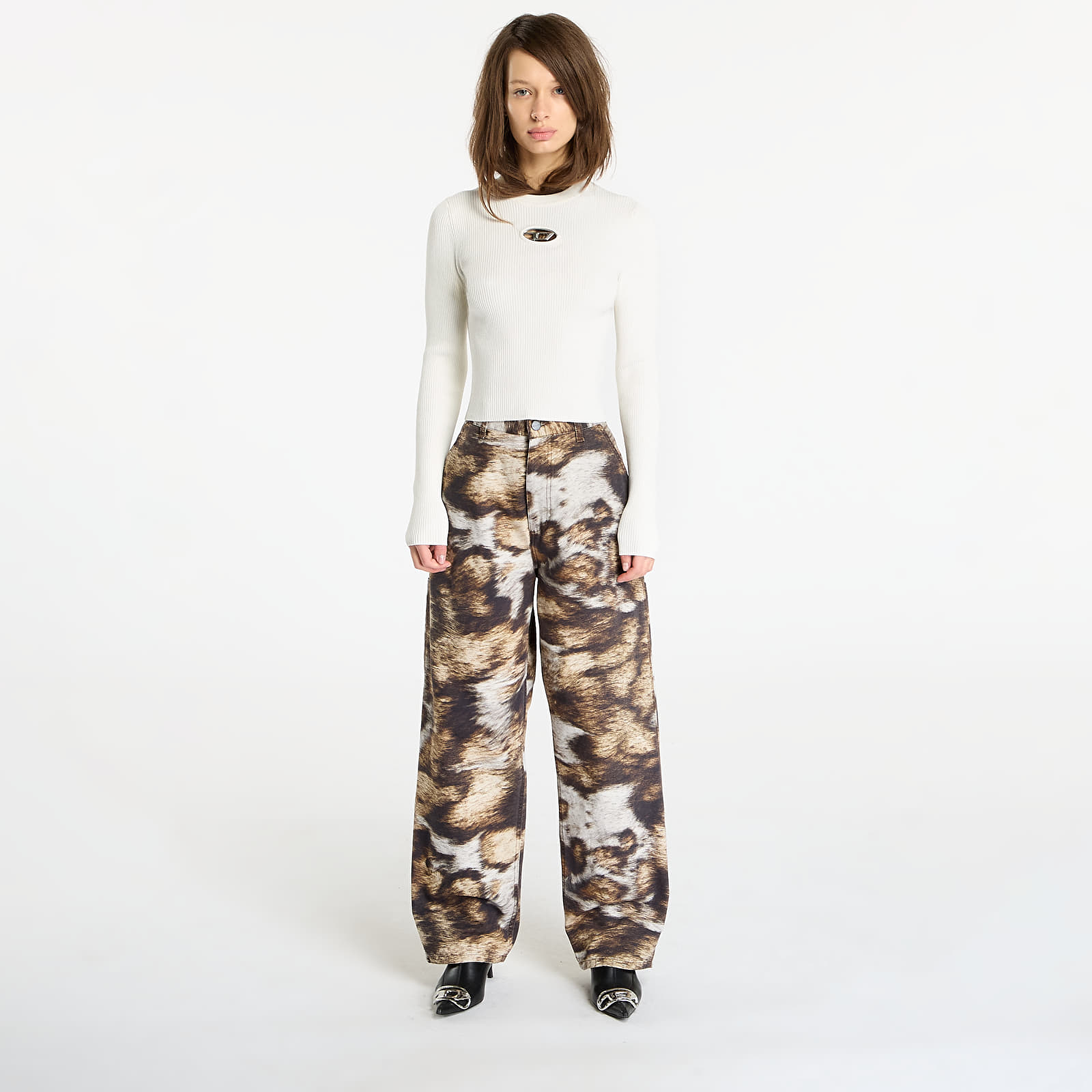 Bukser for kvinner Carhartt WIP W' Brandon Single Knee Pant Wild Dog Print Stone Washed