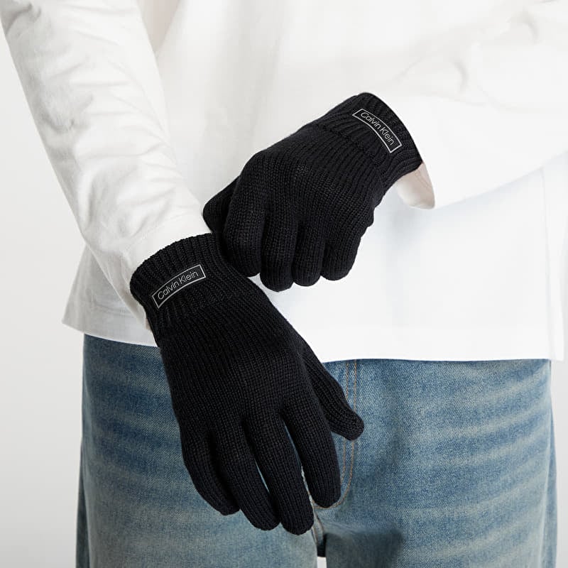 Gants Calvin Klein Patch Wool Knitted Black