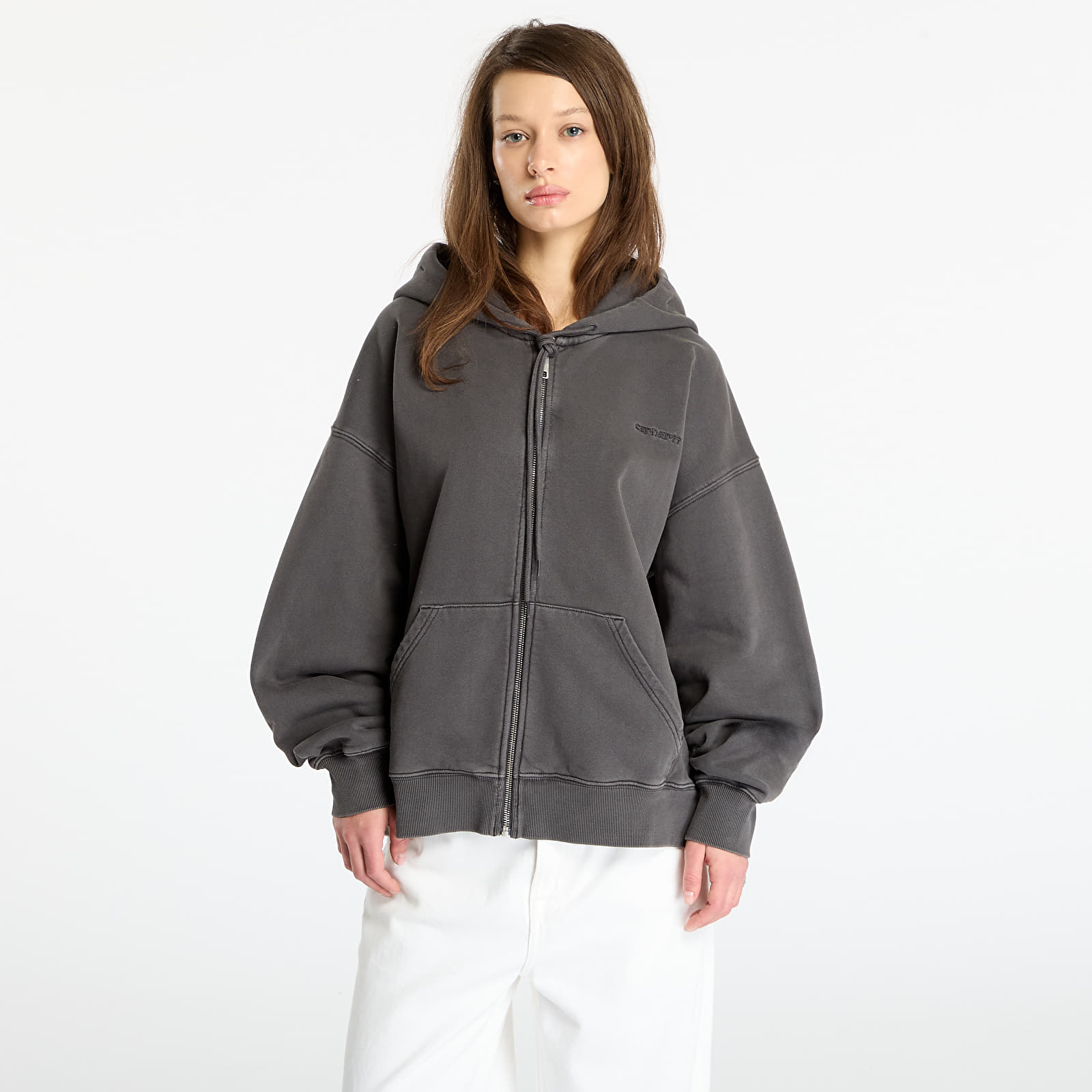 Herren-Sweatshirts Carhartt WIP Hooded Benton Sweat Jacket UNISEX Graphite Garment Dyed