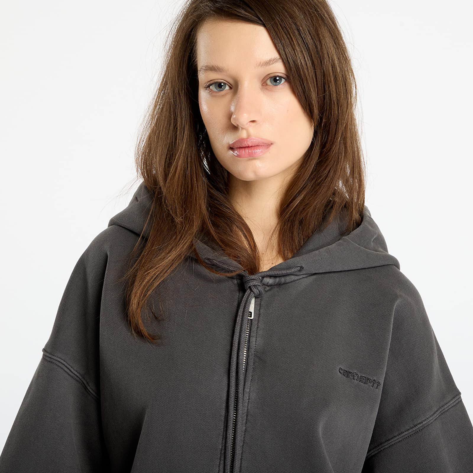 Herren-Sweatshirts Carhartt WIP Hooded Benton Sweat Jacket UNISEX Graphite Garment Dyed