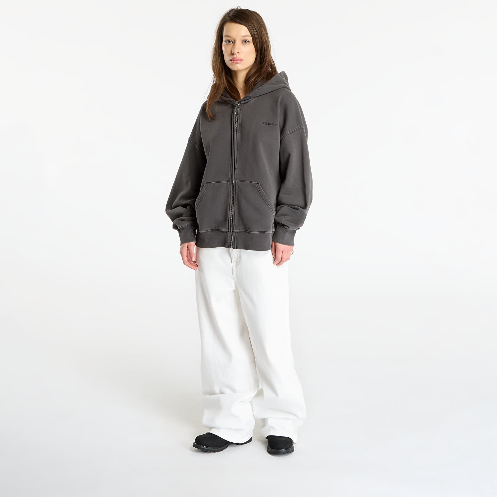 Herren-Sweatshirts Carhartt WIP Hooded Benton Sweat Jacket UNISEX Graphite Garment Dyed