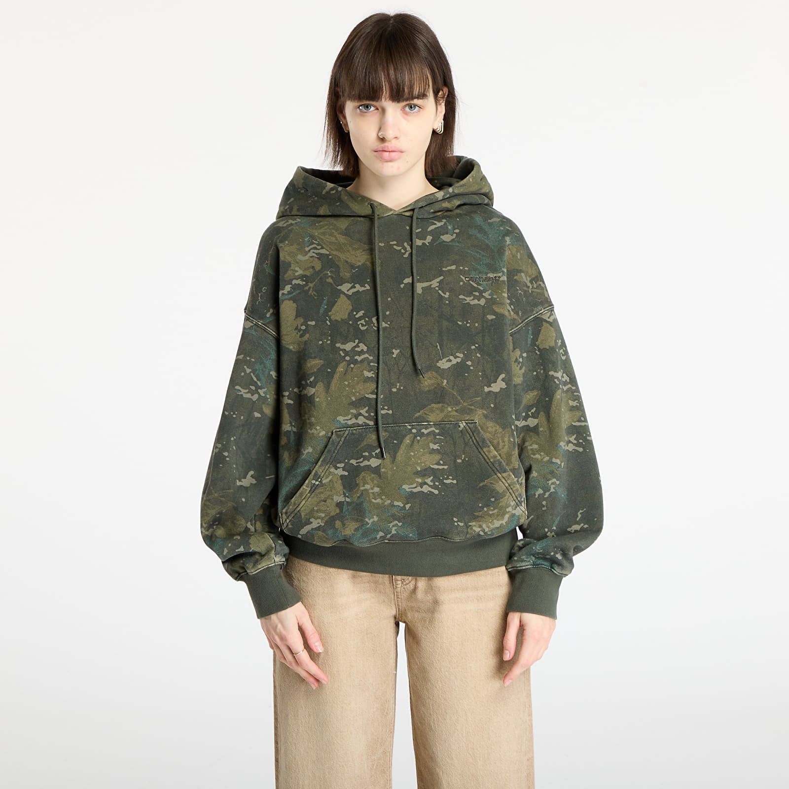Miesten collegepaidat Carhartt WIP Hooded Benton Sweat Camo Combi/ Green Garment Dyed