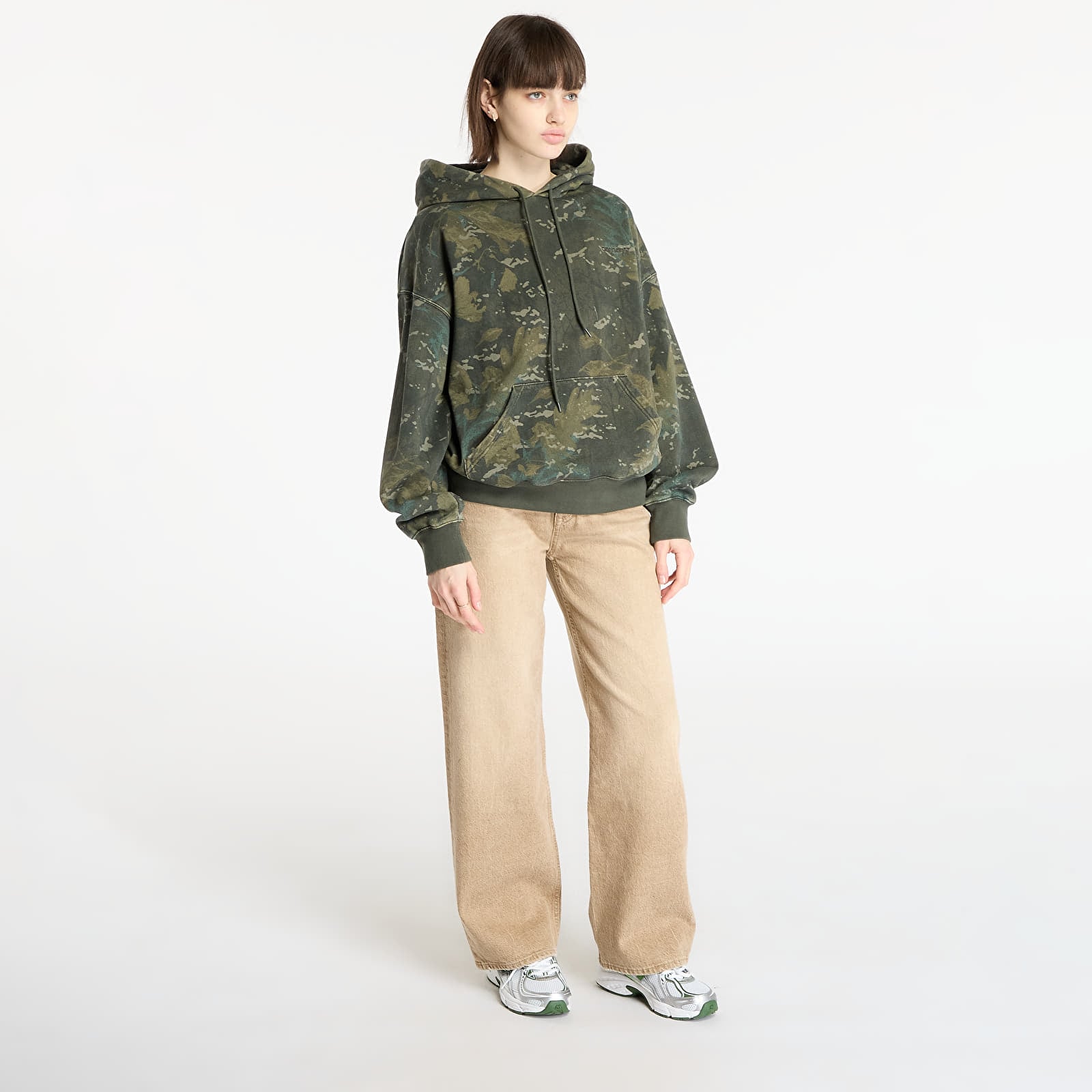 Miesten collegepaidat Carhartt WIP Hooded Benton Sweat Camo Combi/ Green Garment Dyed