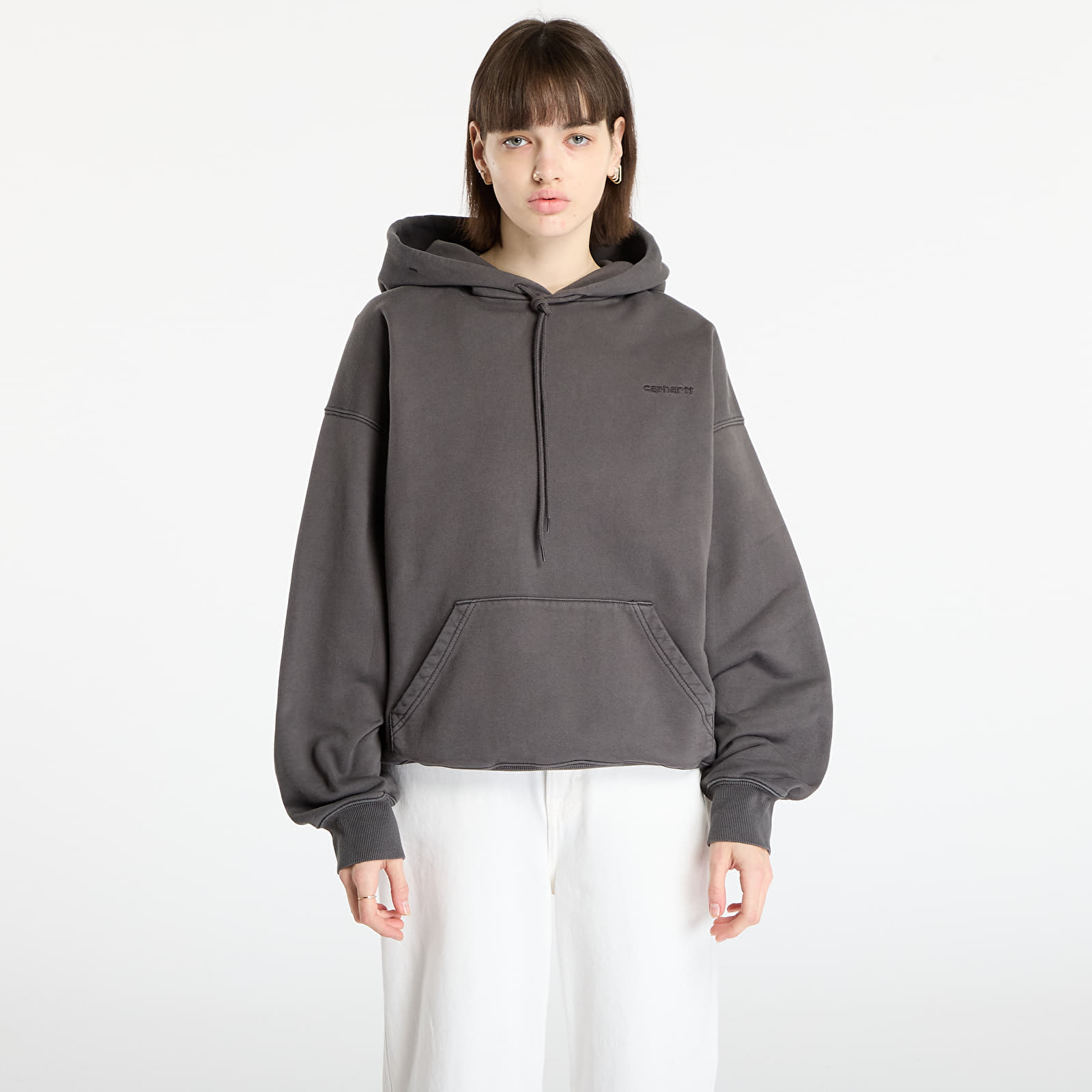 Pánske mikiny Carhartt WIP Hooded Benton Sweat UNISEX Graphite Garment Dyed