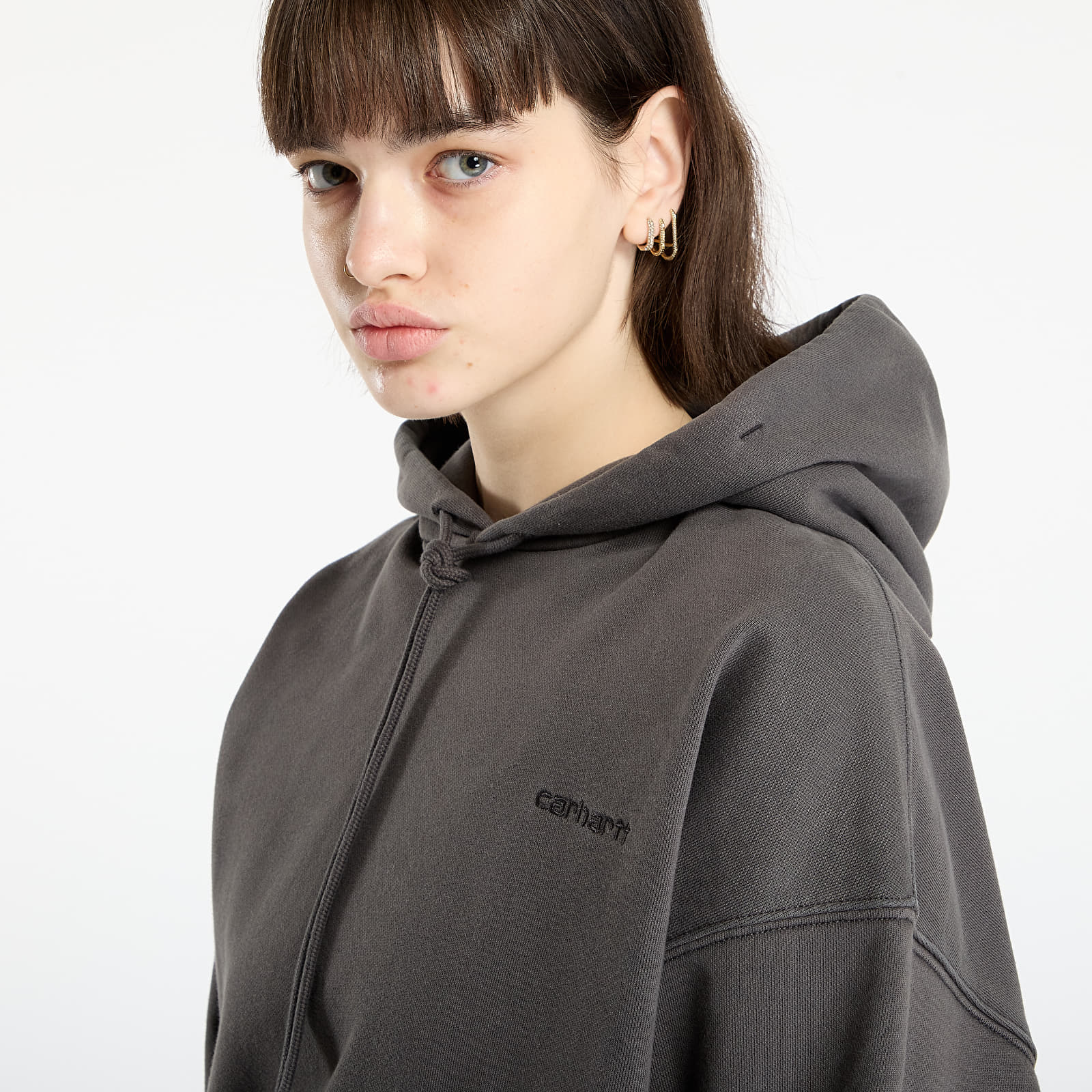 Pánske mikiny Carhartt WIP Hooded Benton Sweat UNISEX Graphite Garment Dyed