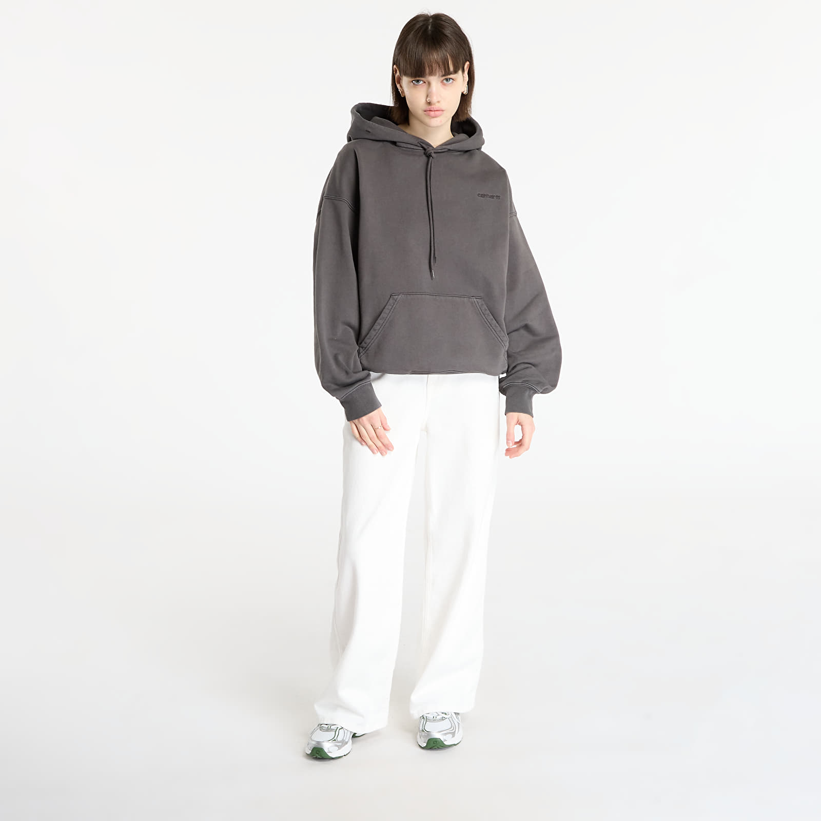 Pánske mikiny Carhartt WIP Hooded Benton Sweat UNISEX Graphite Garment Dyed