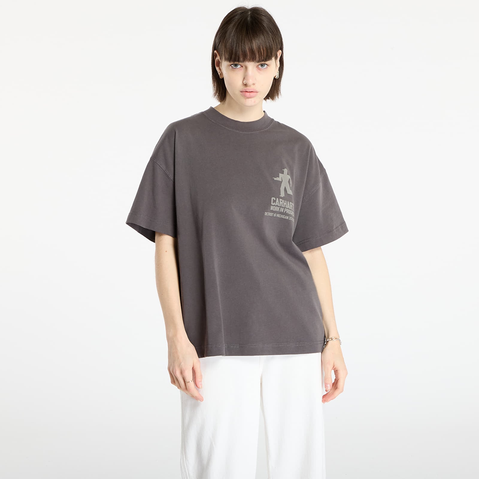 T-shirts homme Carhartt WIP S/S Distance T-Shirt UNISEX Graphite Stone Dyed