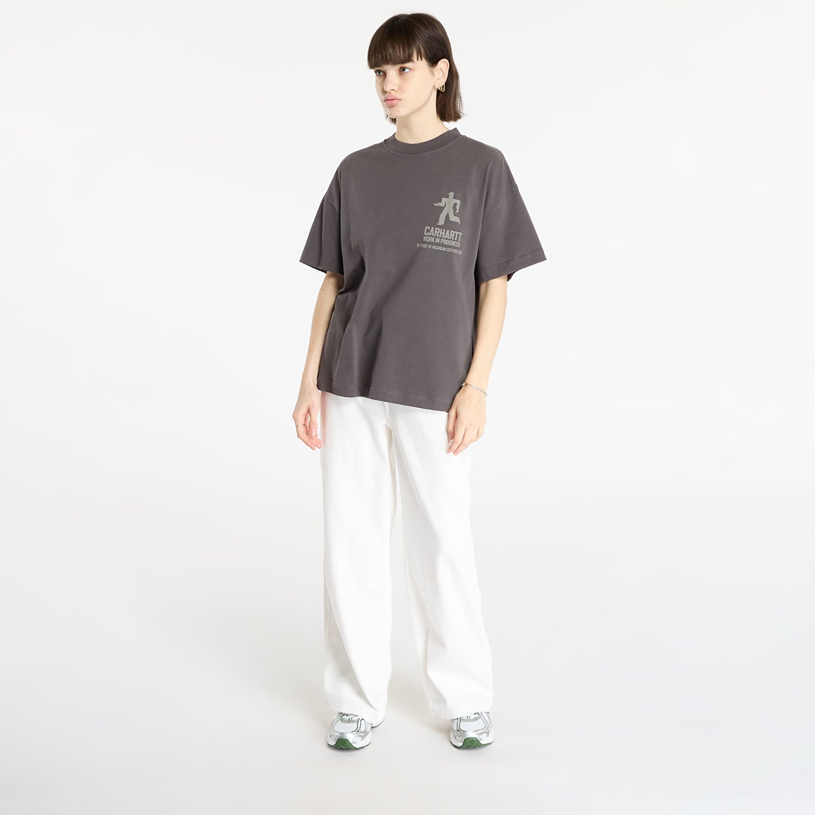 T-shirts homme Carhartt WIP S/S Distance T-Shirt UNISEX Graphite Stone Dyed