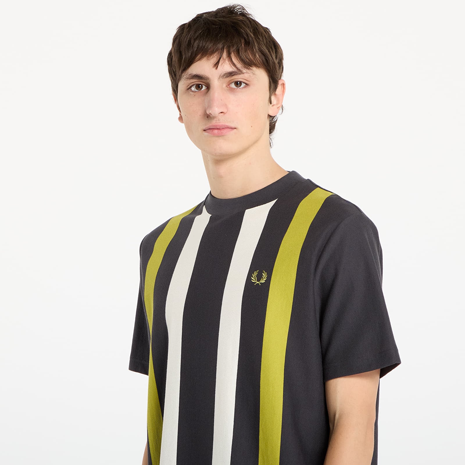 Pánske tričká FRED PERRY Vertical Stripe T-Shirt Anchor Grey
