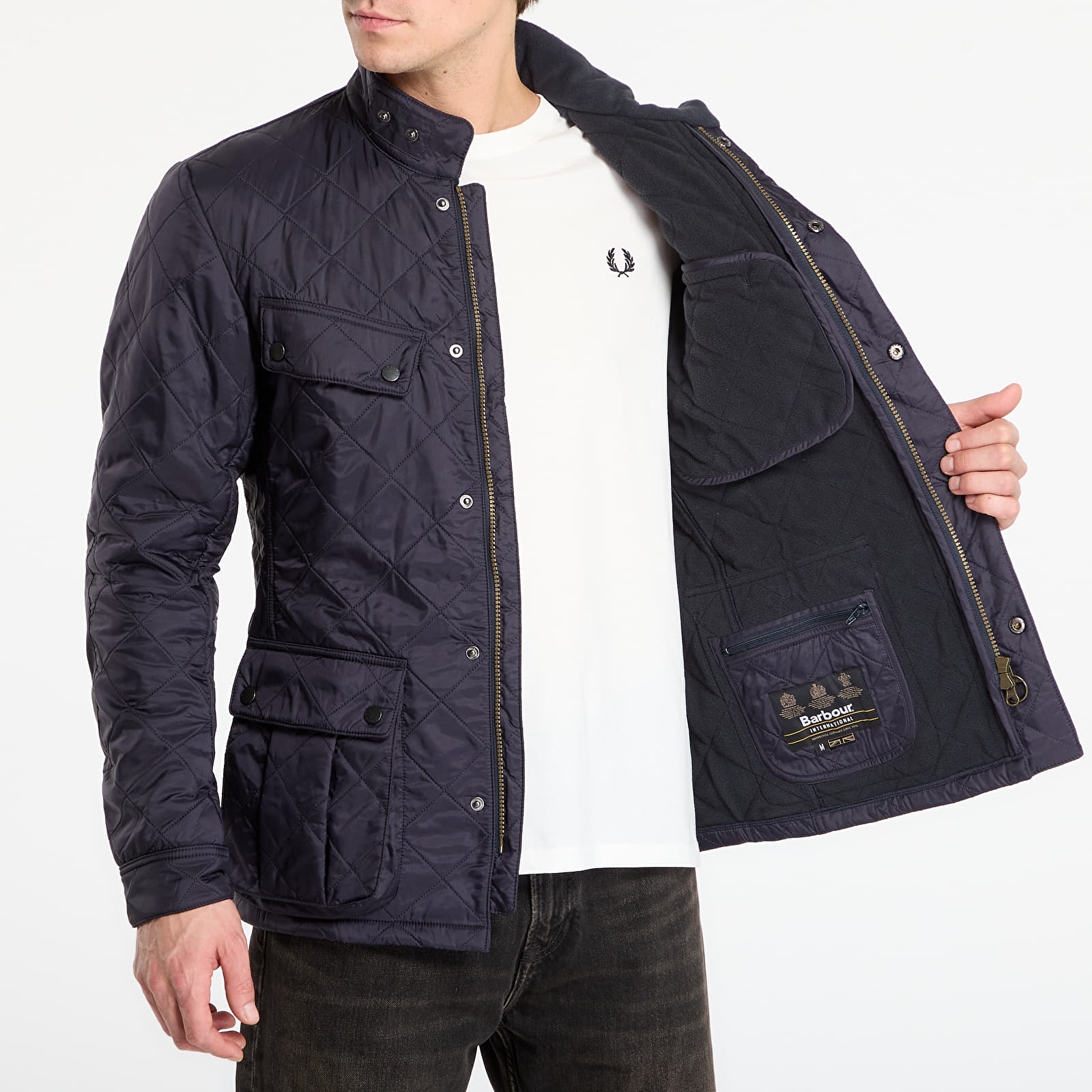 Meeste jakid Barbour International Ariel Polarquilt Jacket Navy