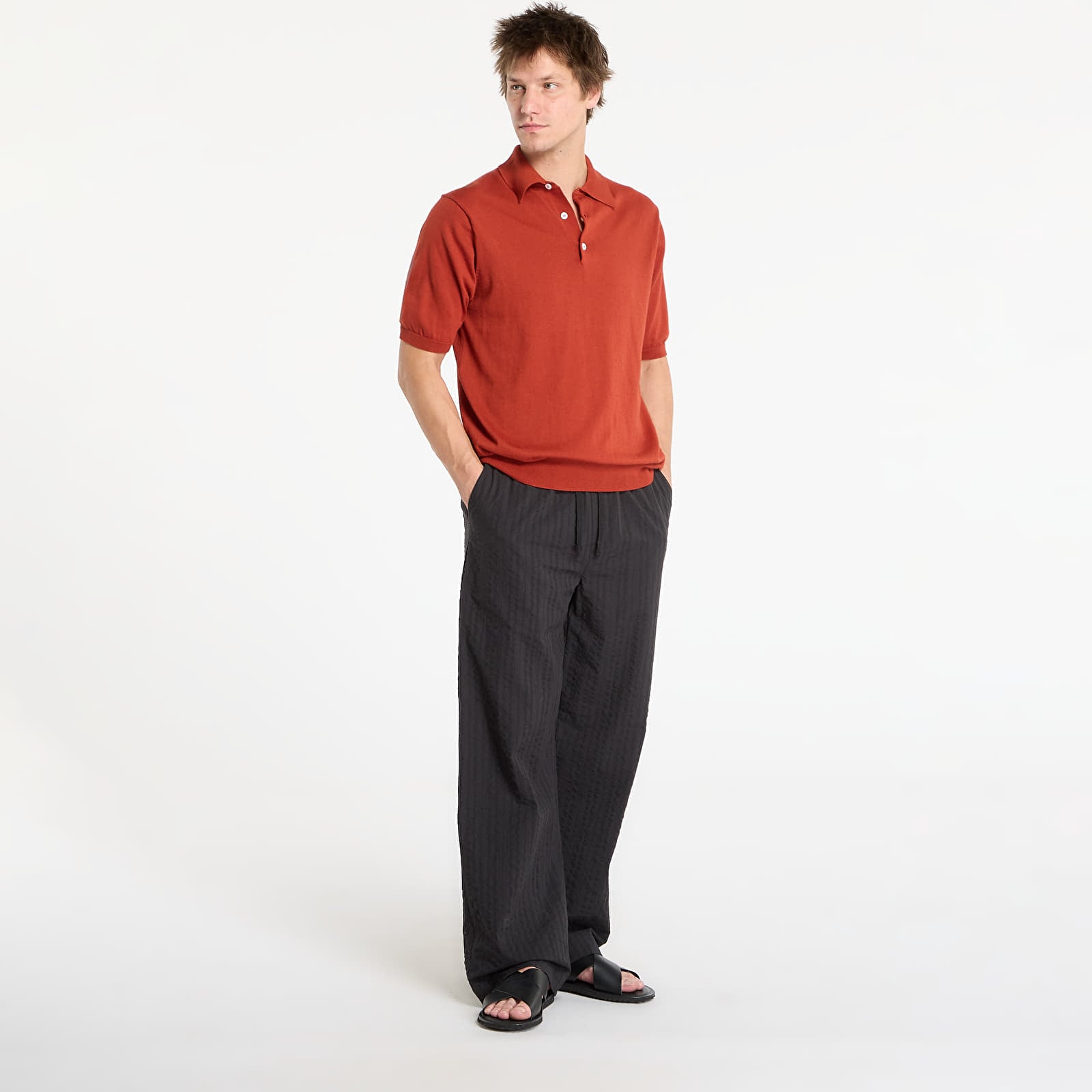 Брюки Urban Classics Loose Seersucker Pants Black