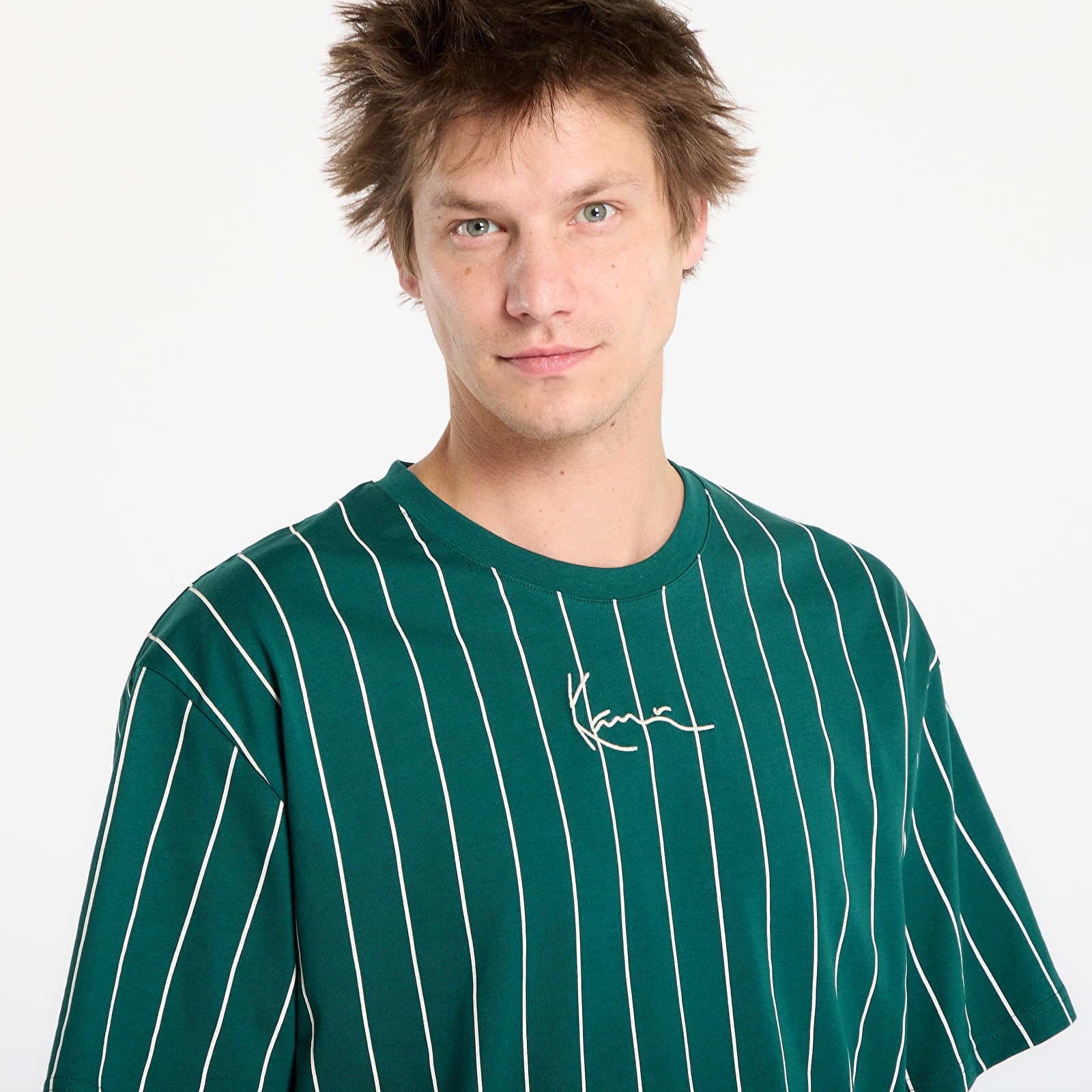 Tričká Karl Kani Small Signature Essential Pinstripe Tee Green