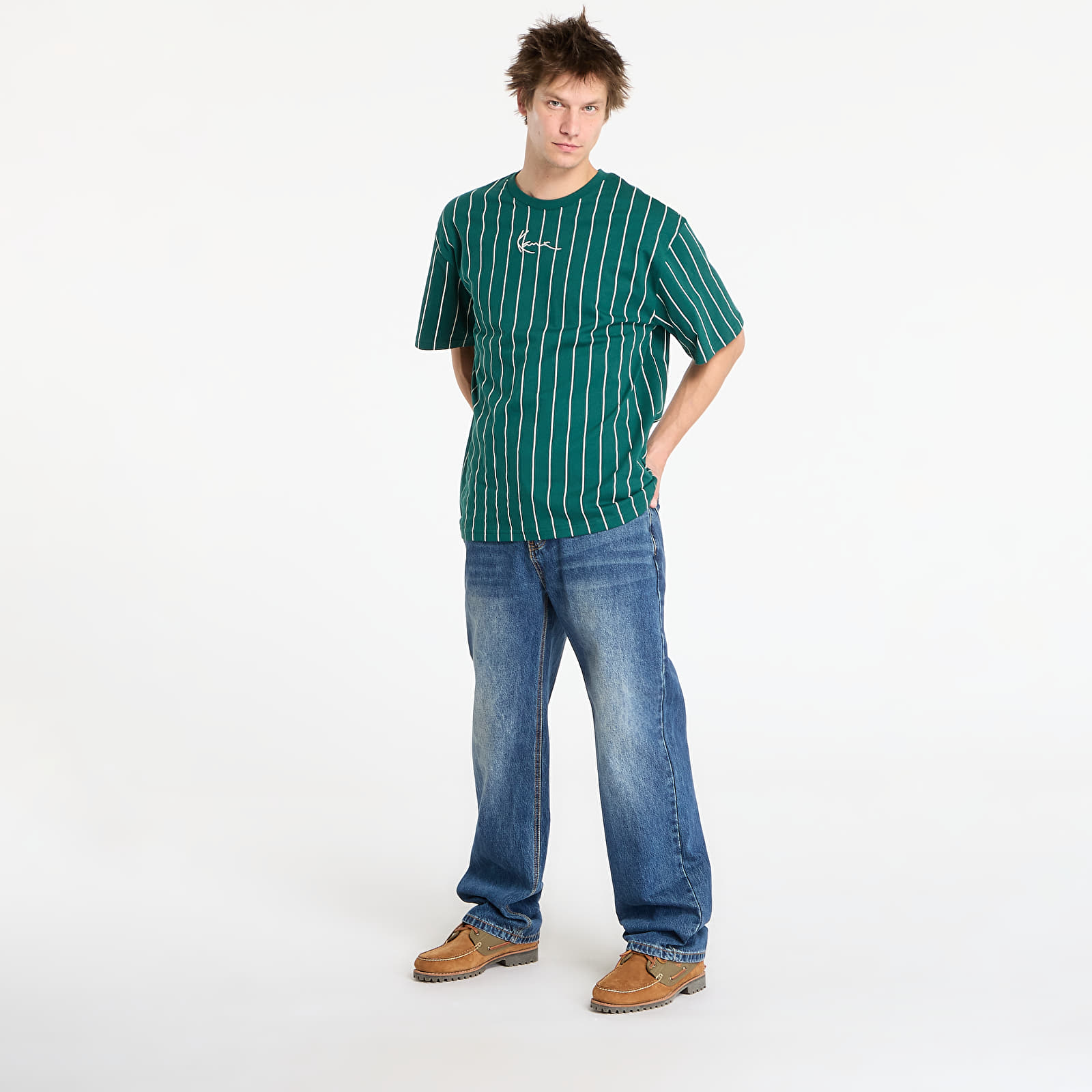 Tričká Karl Kani Small Signature Essential Pinstripe Tee Green