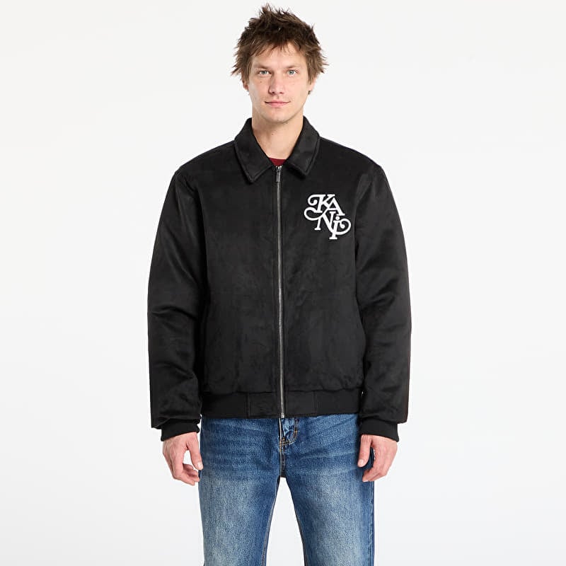 Jacka Karl Kani Legacy Faux Suede Bowling Jacket Black