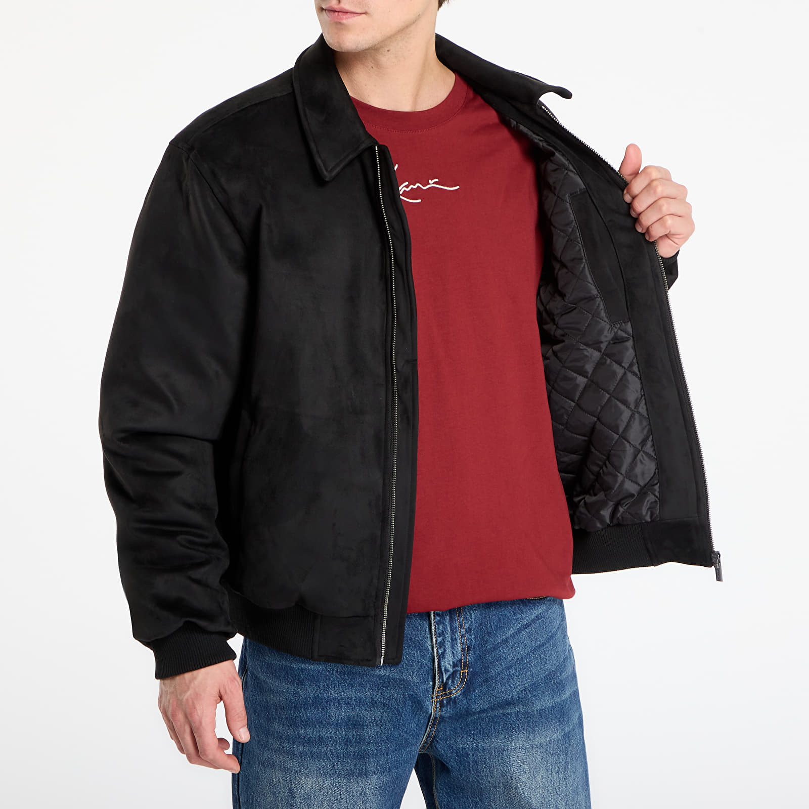 Jacken Karl Kani Legacy Faux Suede Bowling Jacket Black