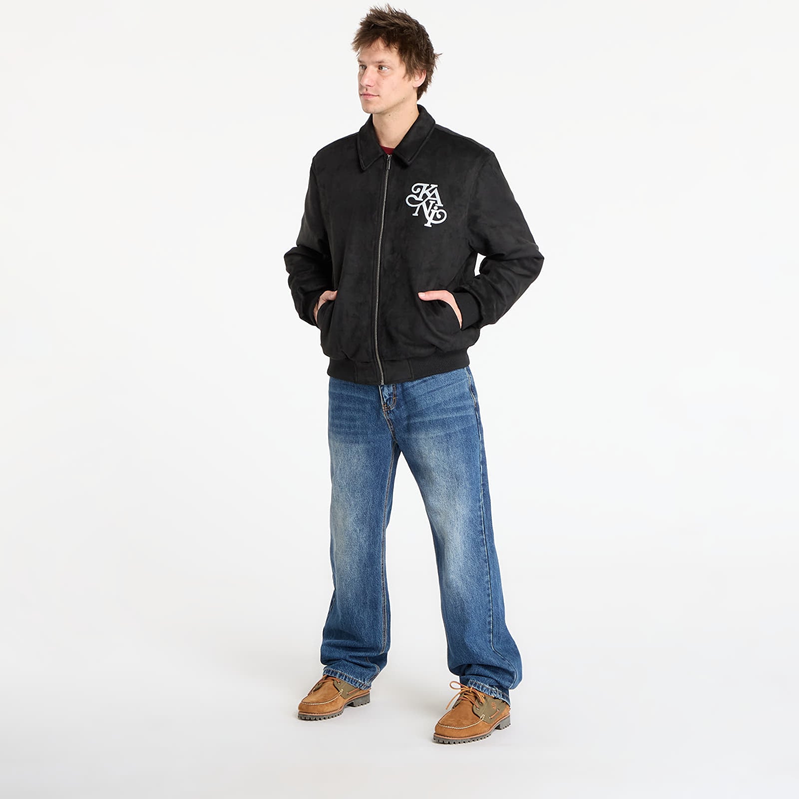 Jacken Karl Kani Legacy Faux Suede Bowling Jacket Black